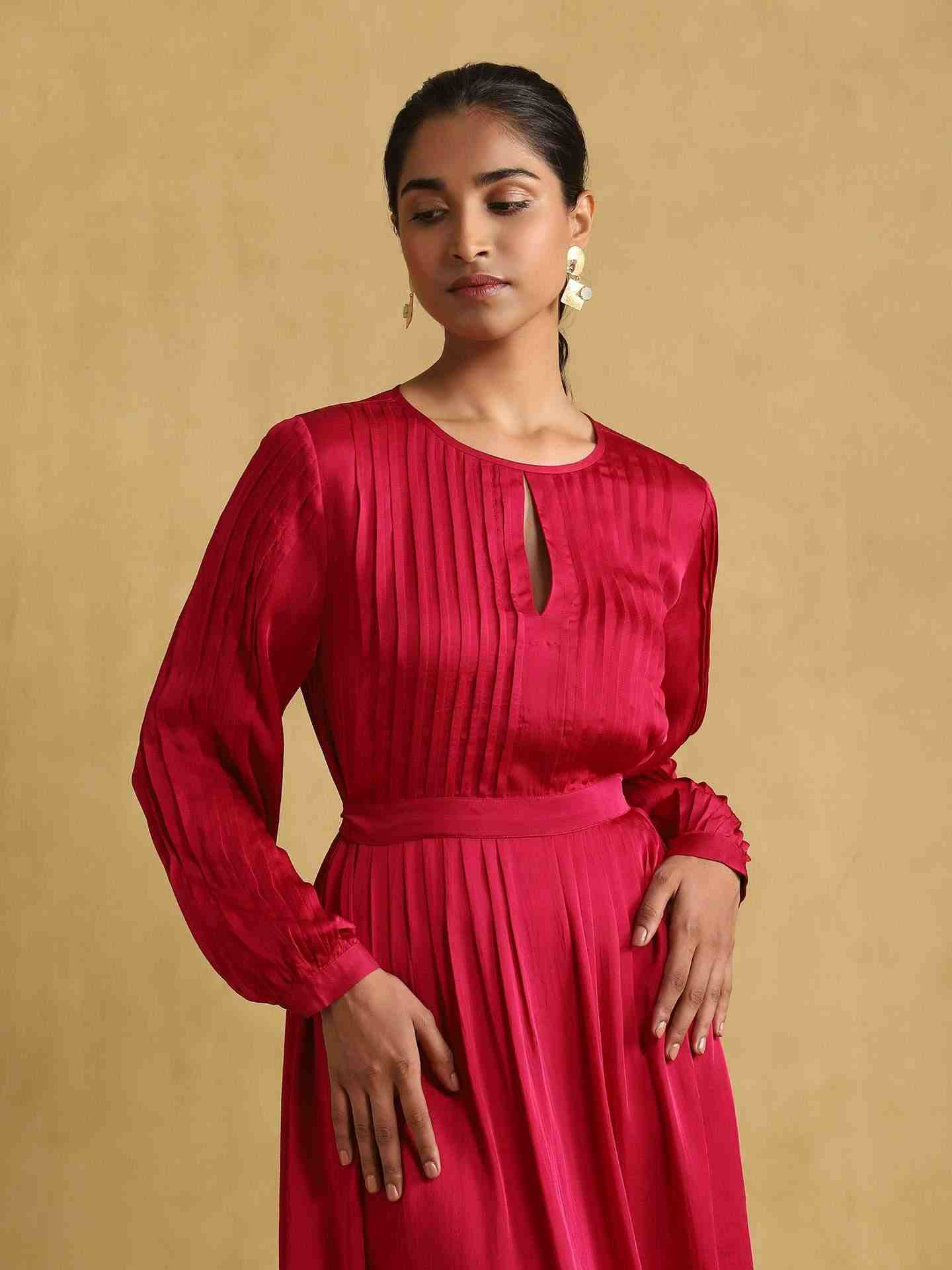 Pink Solids Satin Dress