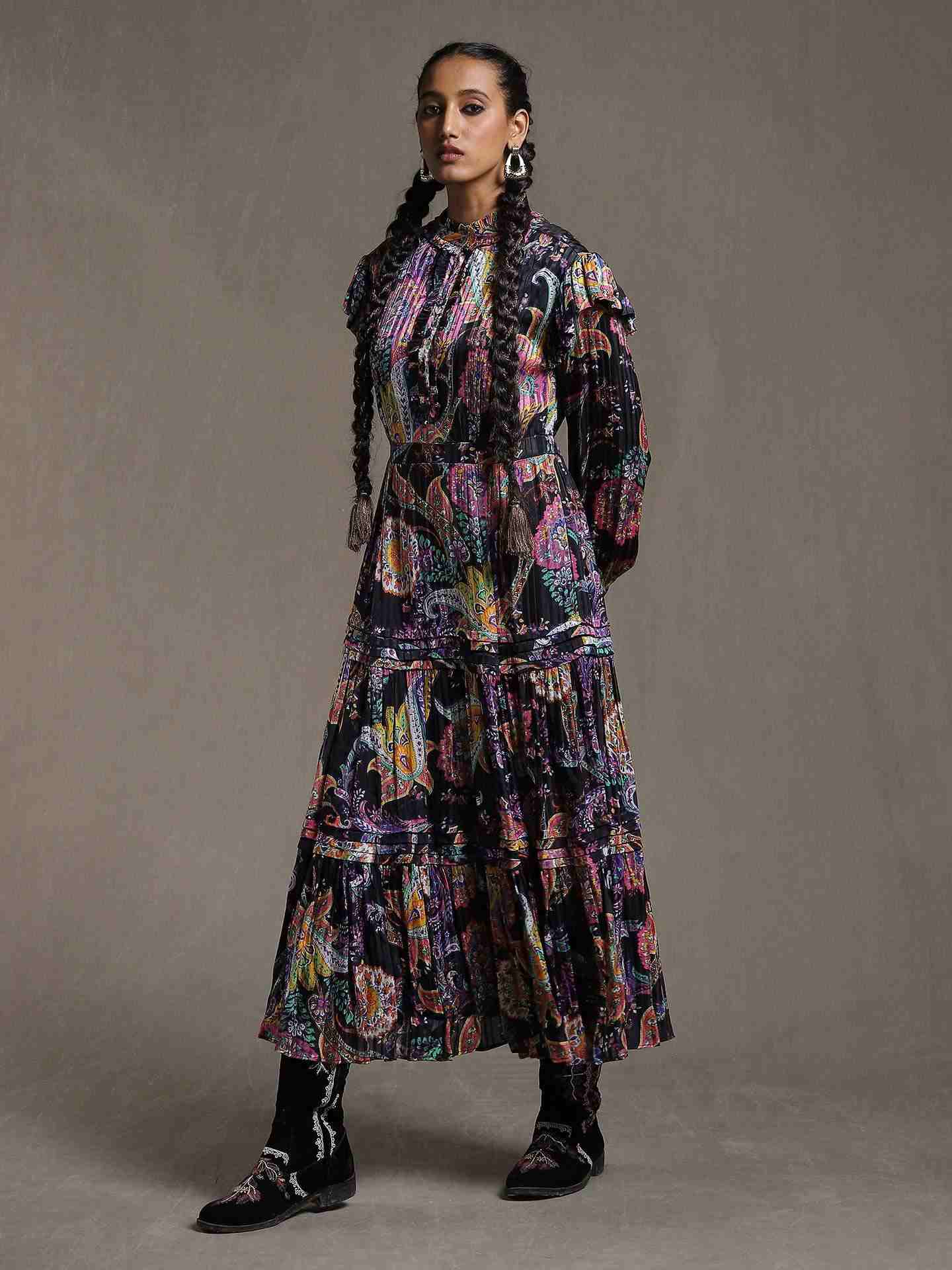 Black Sarasa Satin Dress