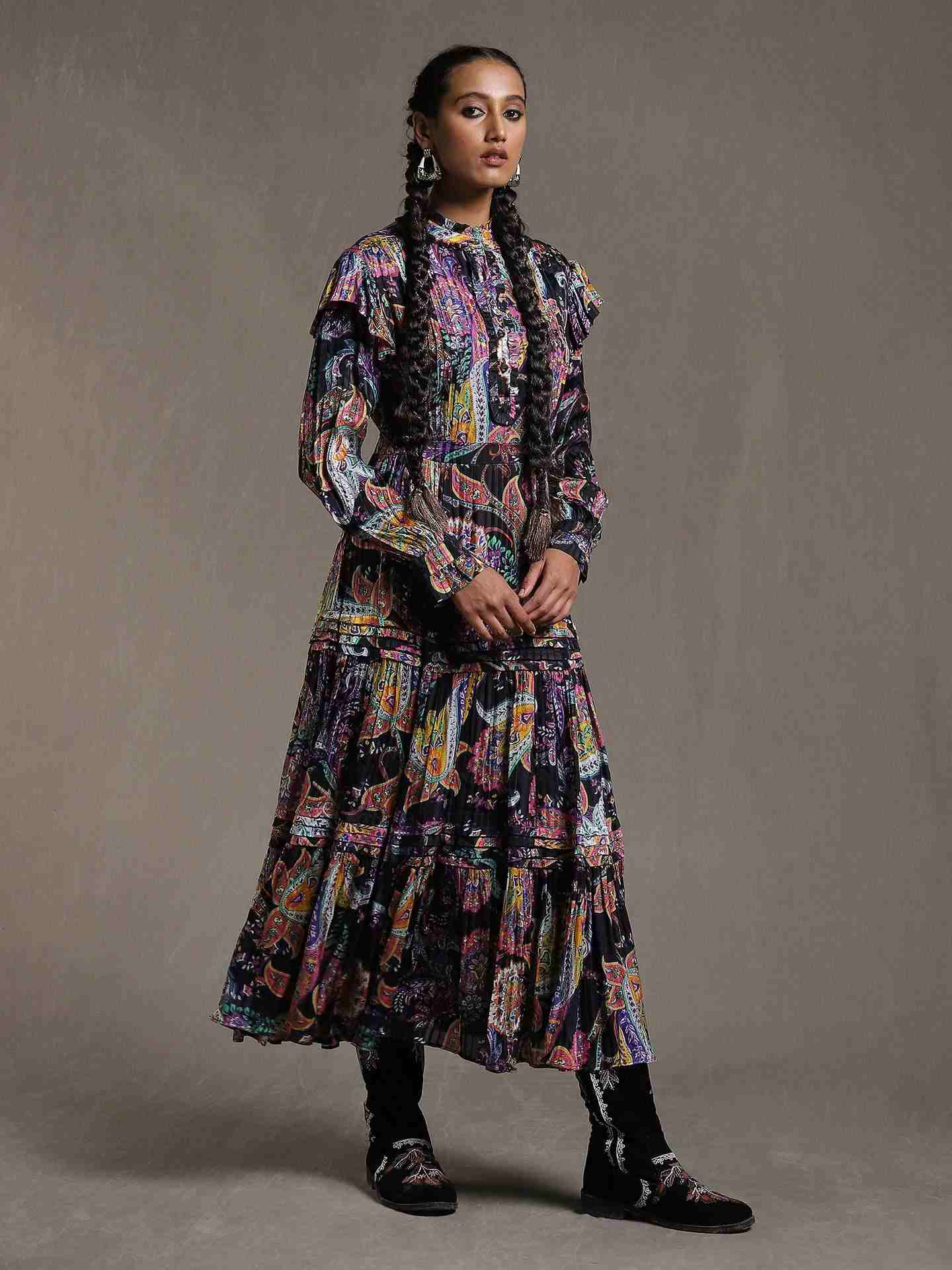 Black Sarasa Satin Dress