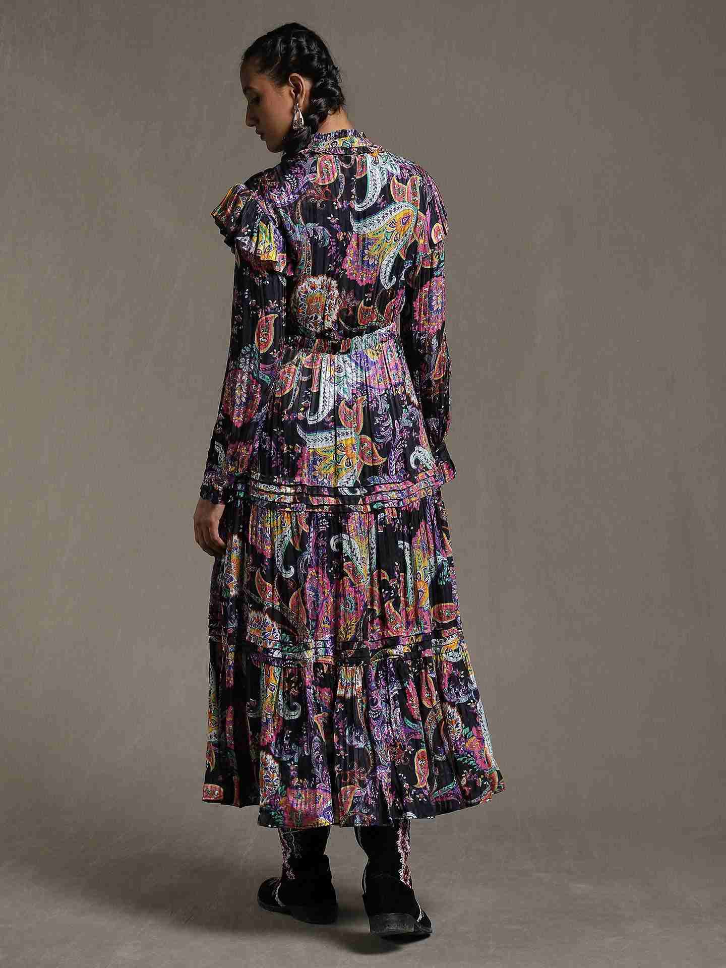 Black Sarasa Satin Dress