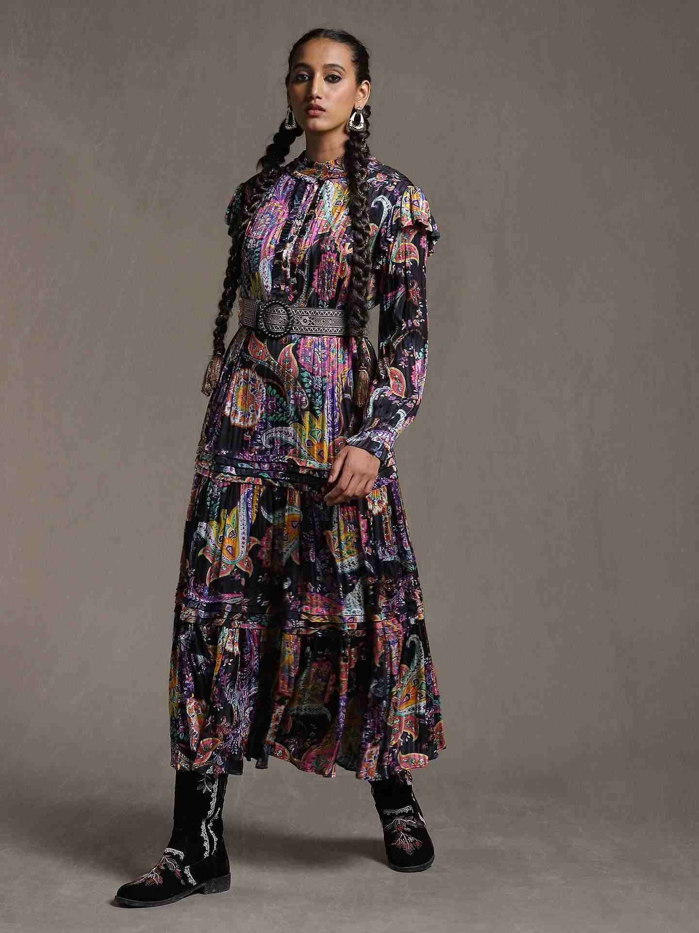 Black Sarasa Satin Dress