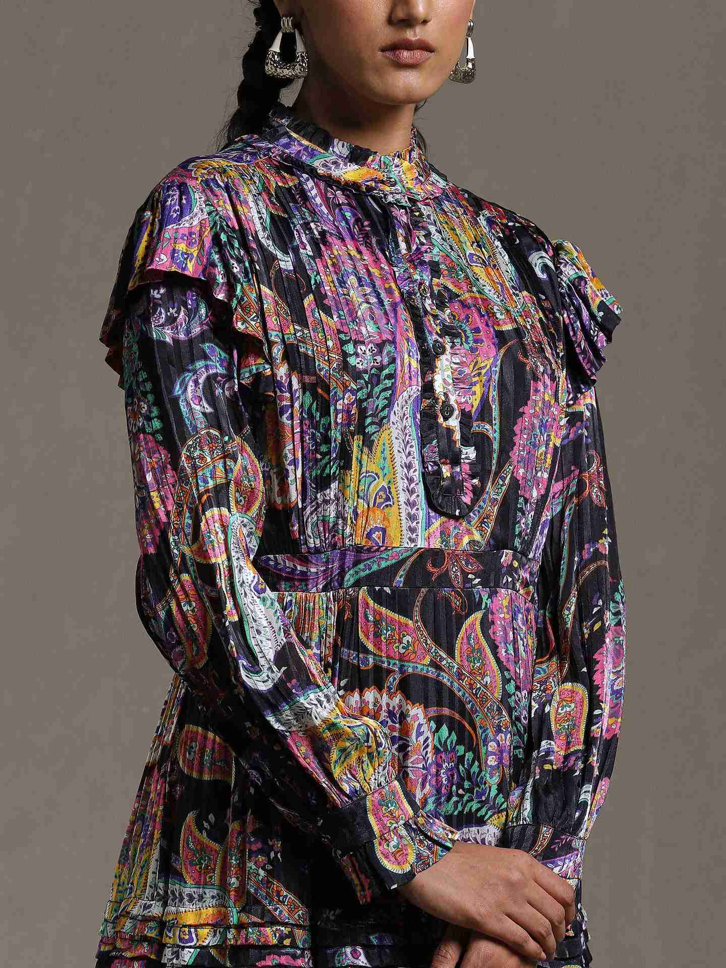 Black Sarasa Satin Dress