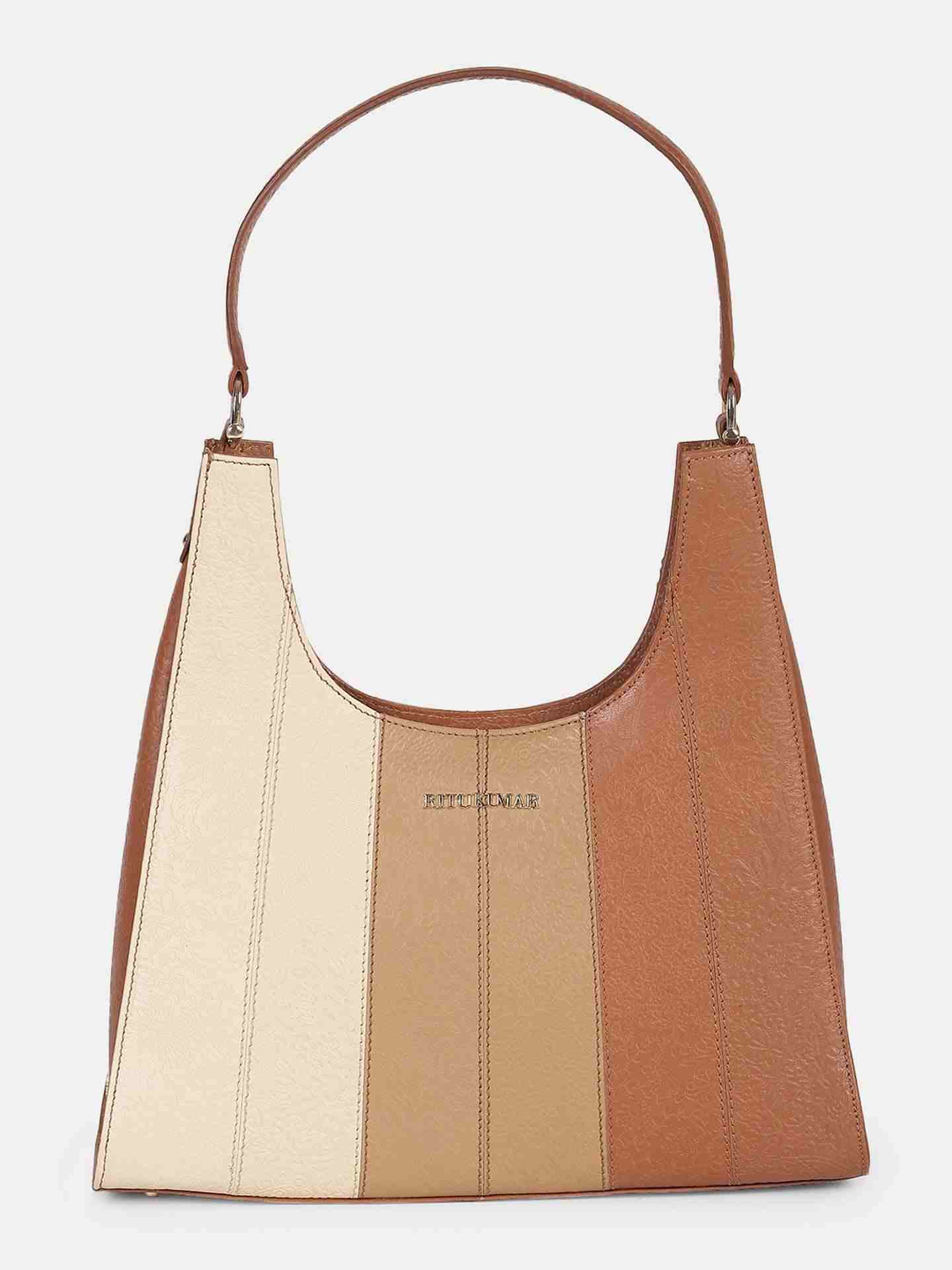 Beige Metropolis Leather Sling Bag