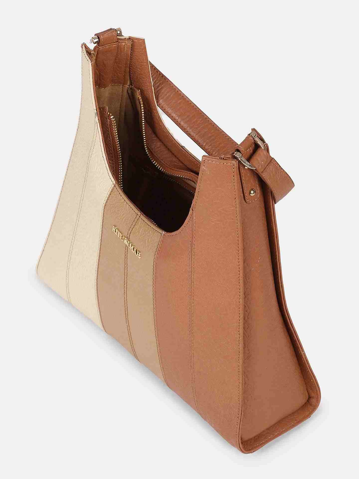 Beige Metropolis Leather Sling Bag