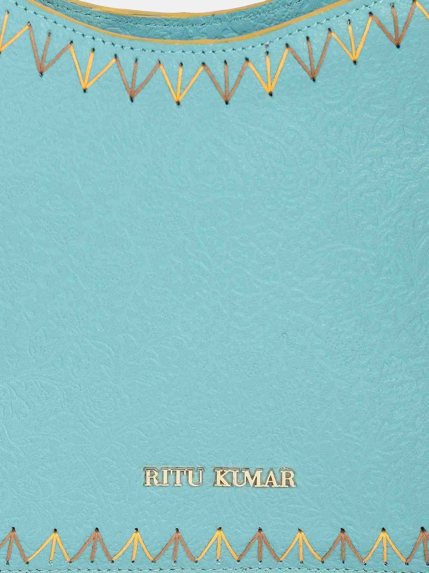 Teal Bunai Leather Sling Bag