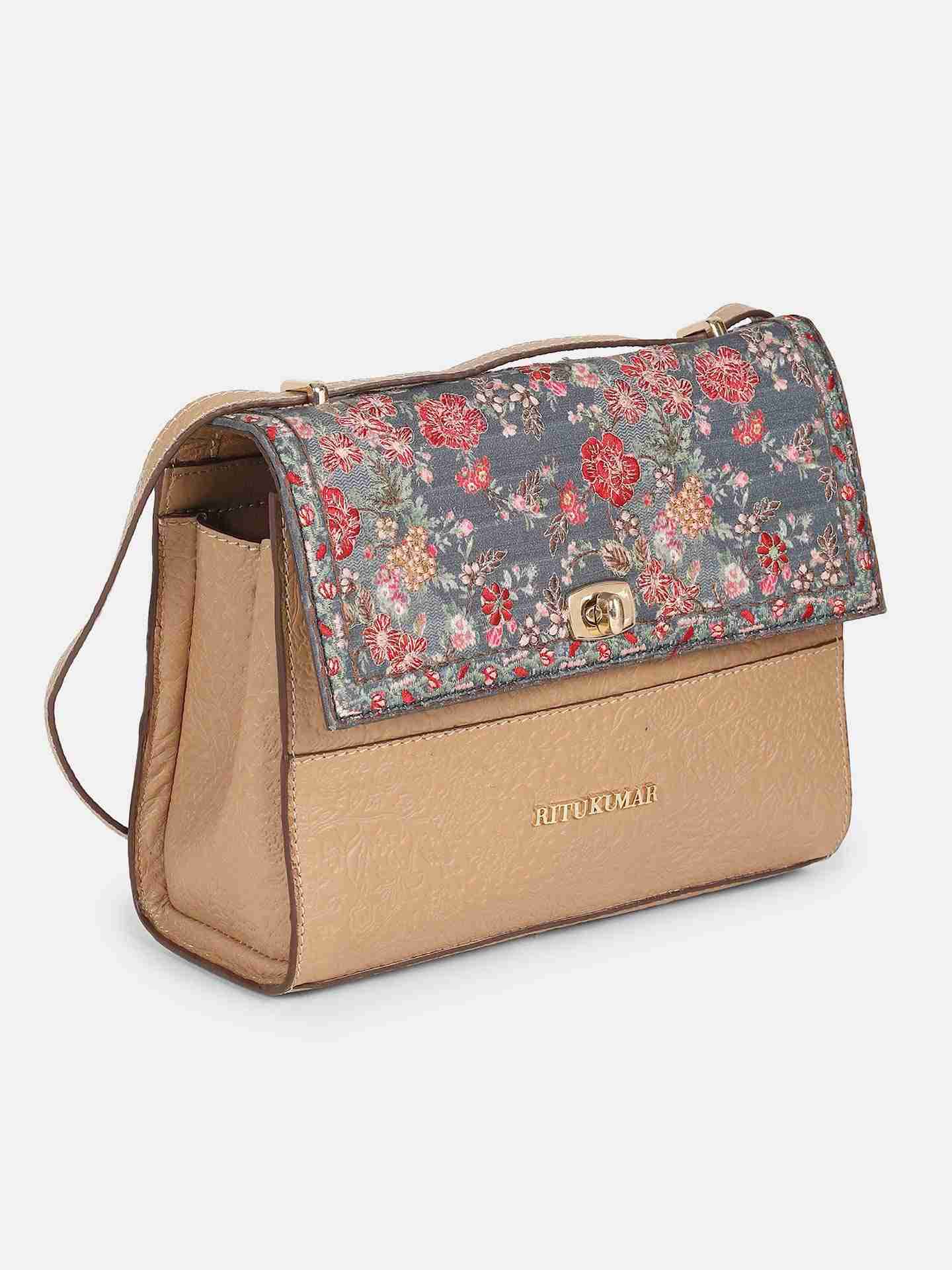 Blue Flemish Leather Sling Bag