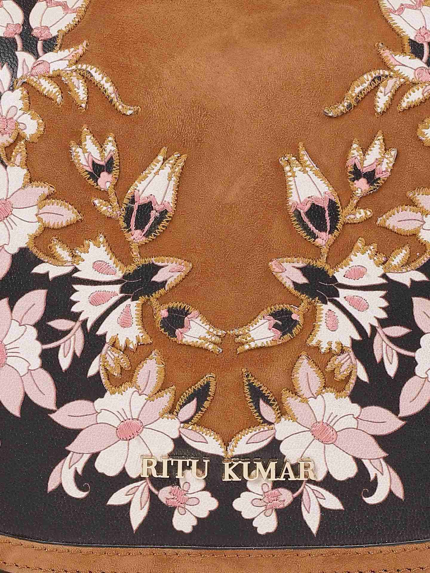 Tan Pichwai Leather Sling Bag