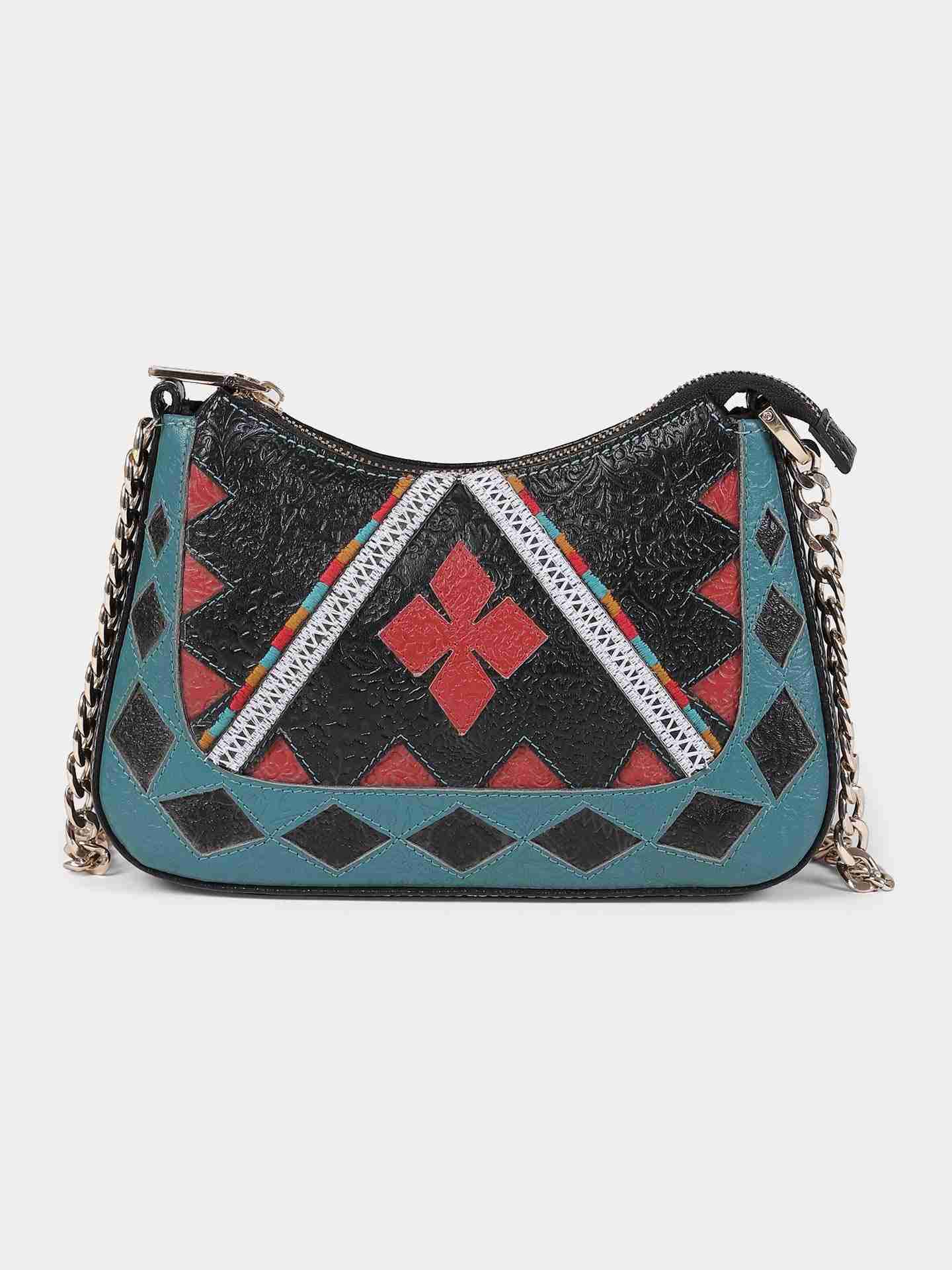 Multi-Color Shamiyana Leather Sling Bag