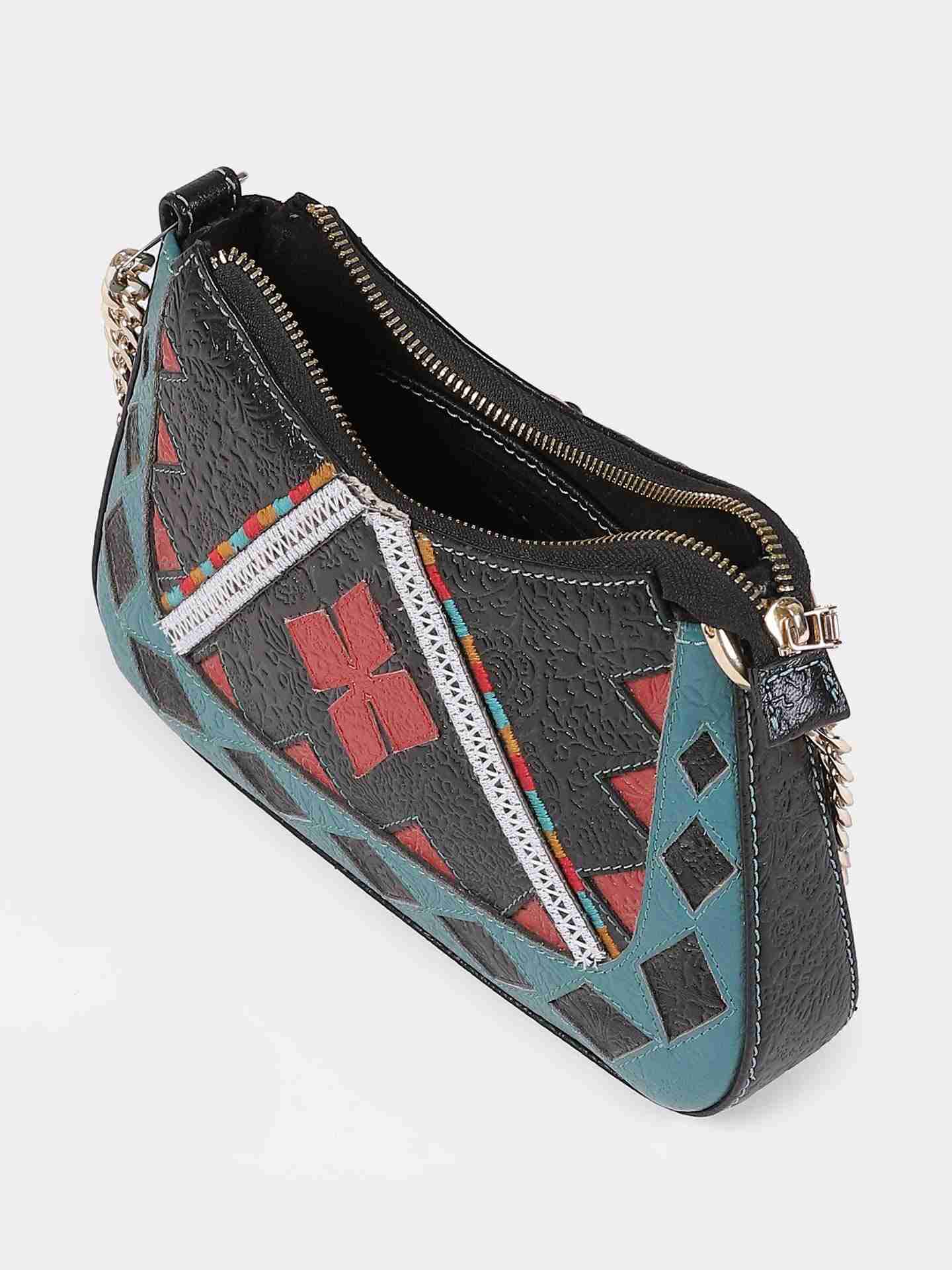 Multi-Color Shamiyana Leather Sling Bag