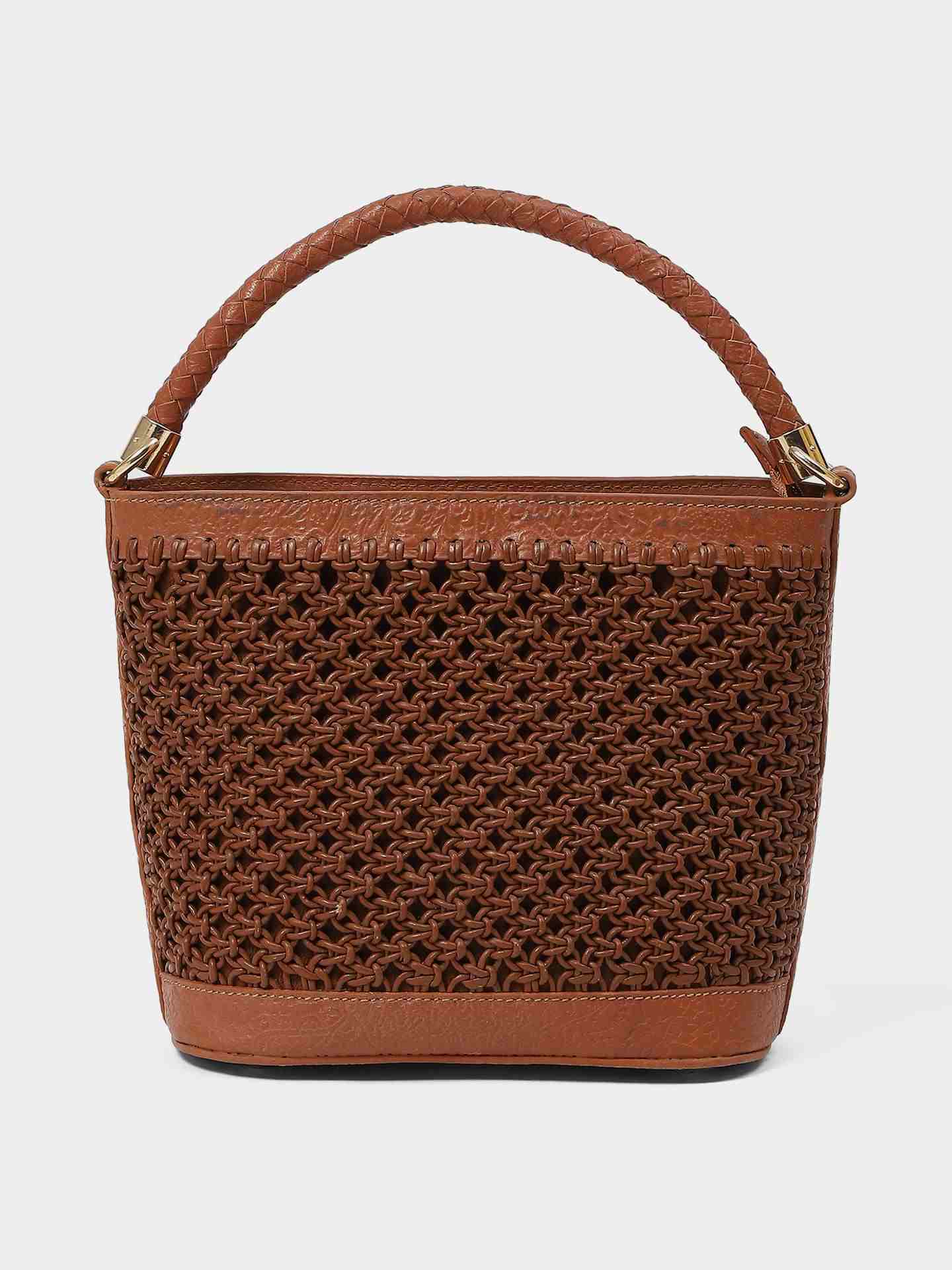 Tan Weave Sling Bag