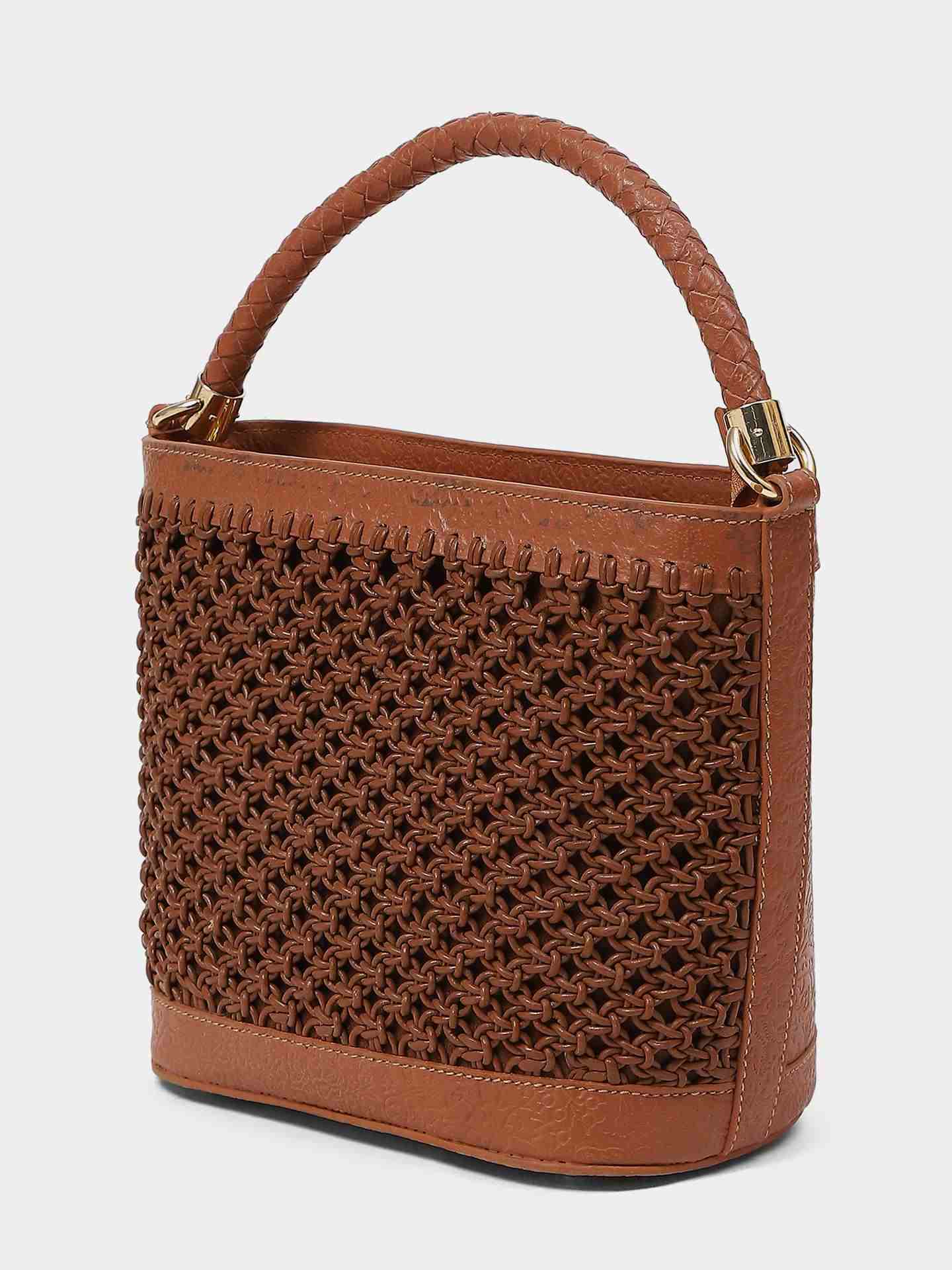 Tan Weave Sling Bag