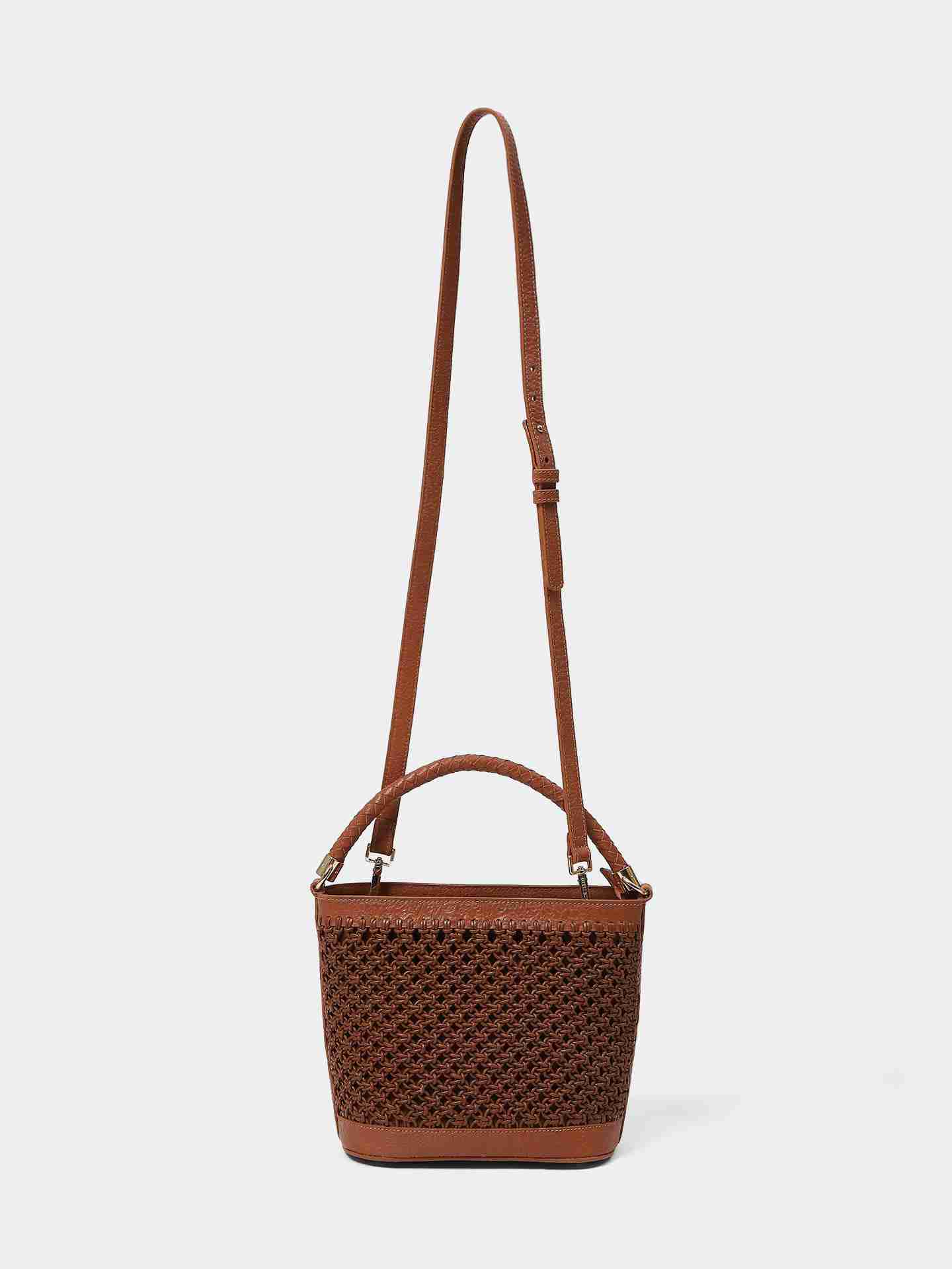 Tan Weave Sling Bag
