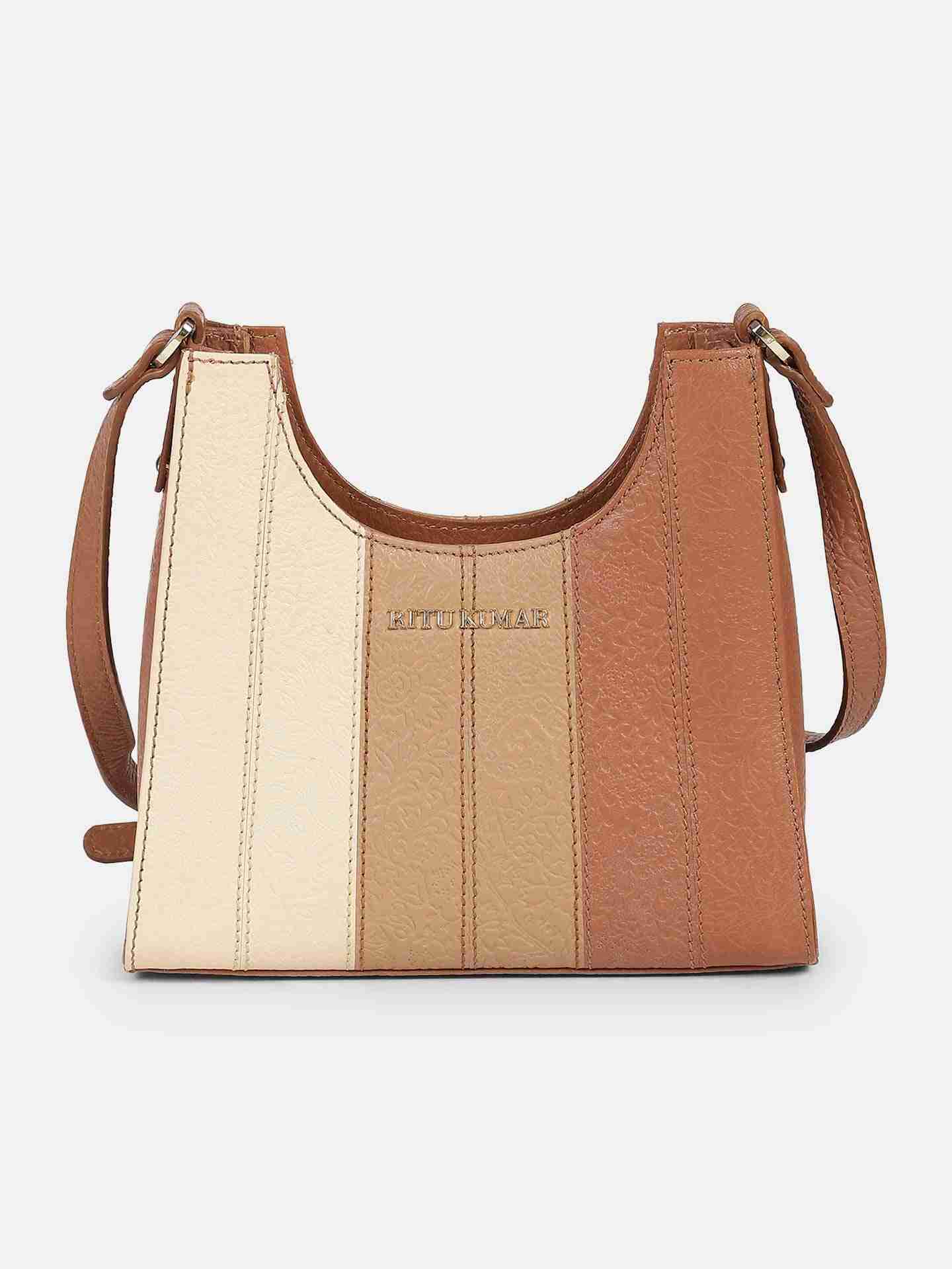 Beige Metropolis Leather Tote Bag
