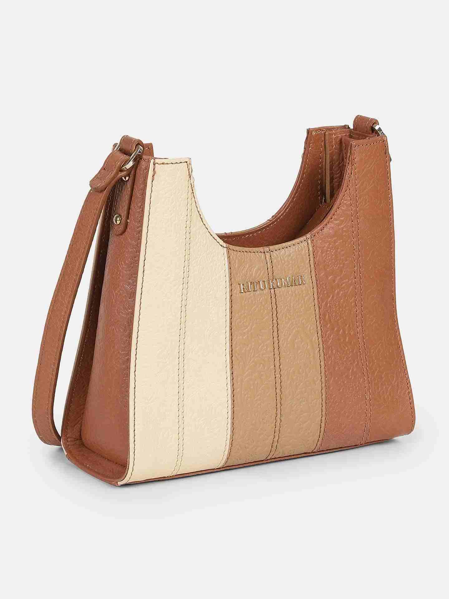 Beige Metropolis Leather Tote Bag