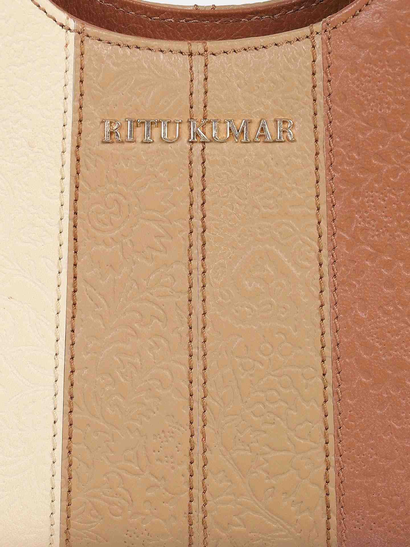 Beige Metropolis Leather Tote Bag