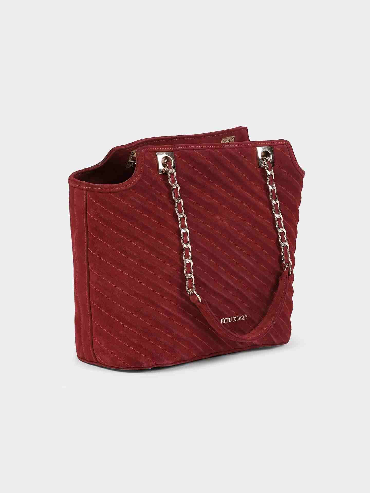 Wine Sand Dunes Suede Tote Bag