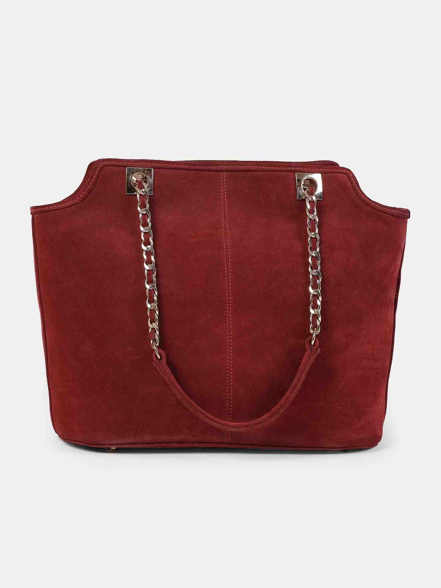 Wine Sand Dunes Suede Tote Bag