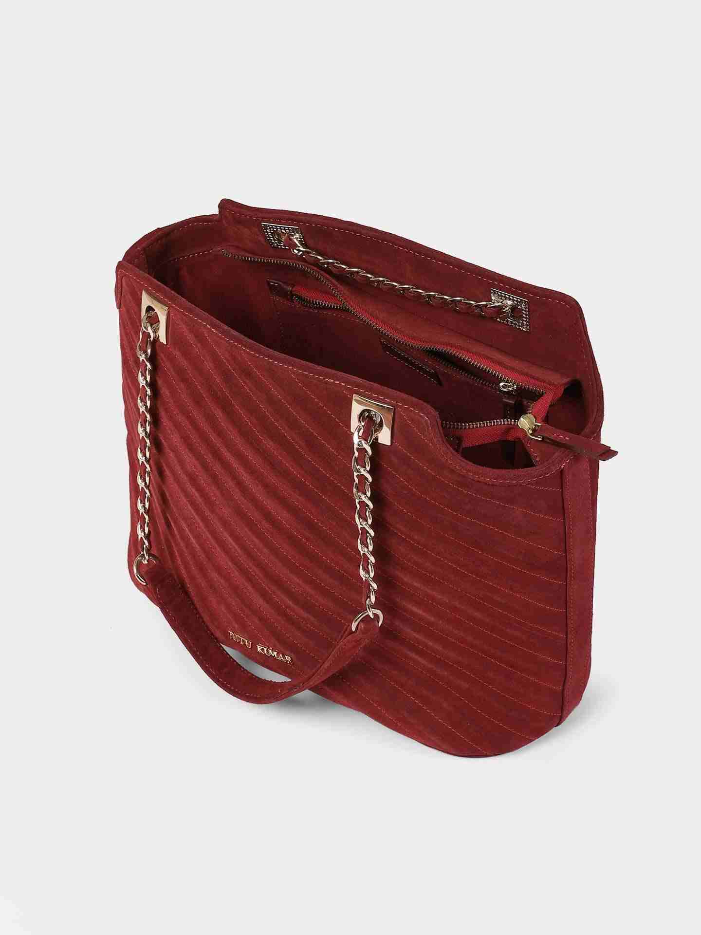 Wine Sand Dunes Suede Tote Bag