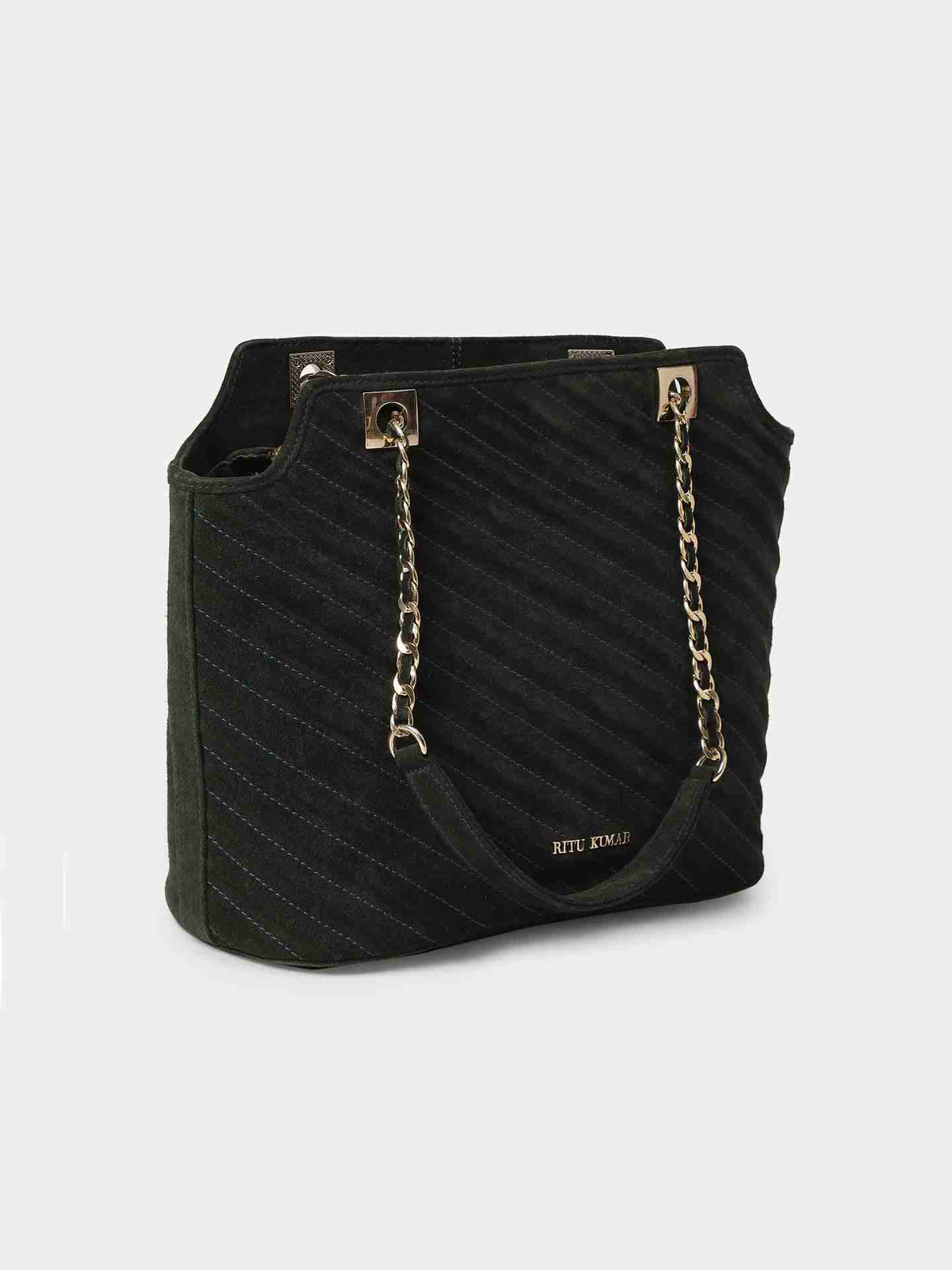 Emerald Sand Dunes Suede Tote Bag