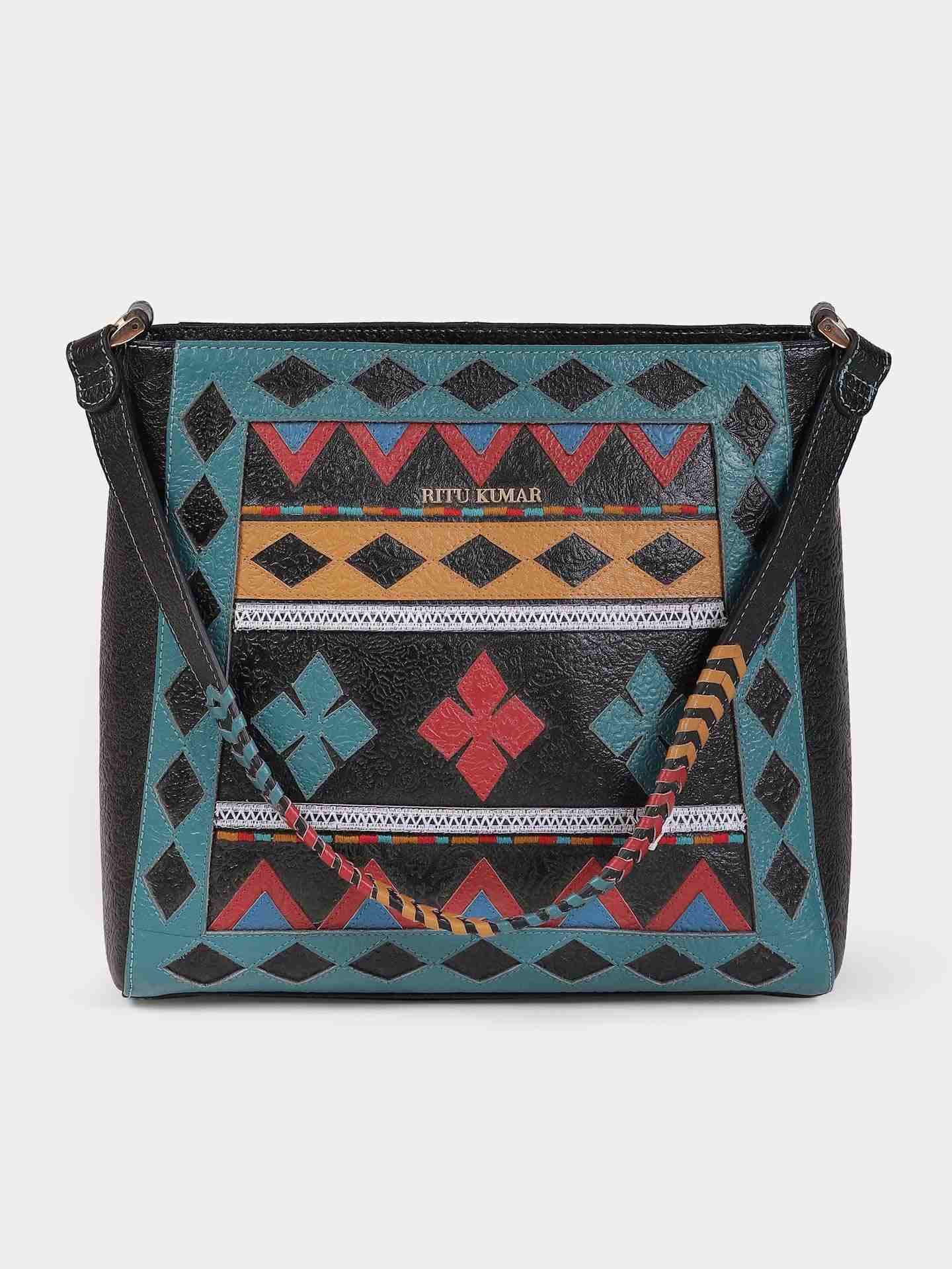 Multi-Color Shamiyana Leather Hand-Held Bag