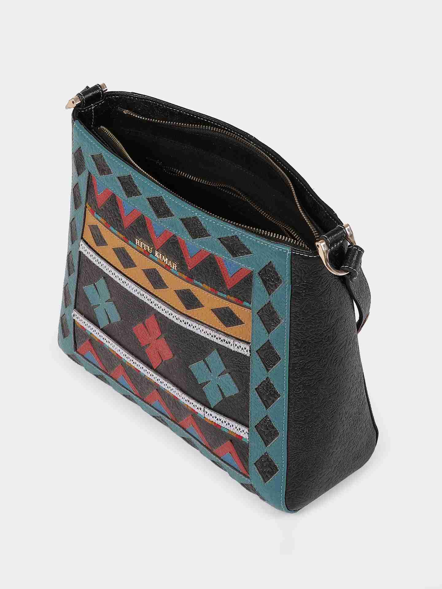 Multi-Color Shamiyana Leather Hand-Held Bag