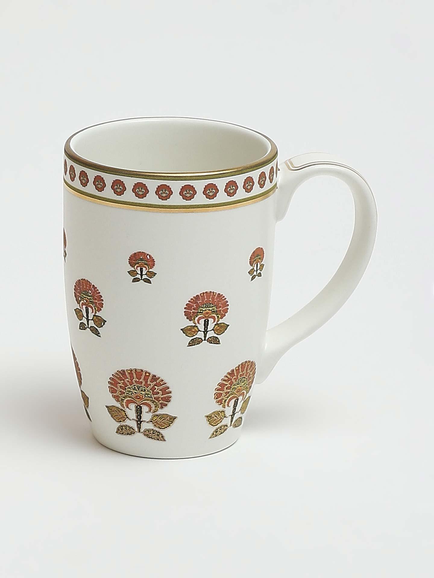 Beige Kashmiri Booti Mug (Set Of 2)