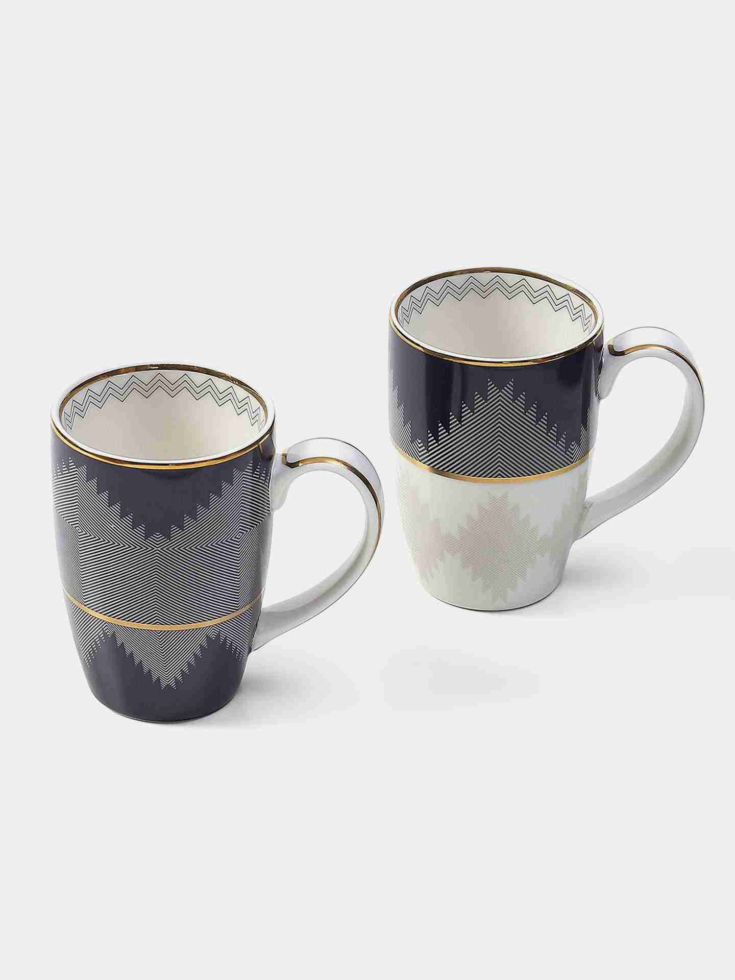 Gray & Blue Ikat Mug (Set Of 2)