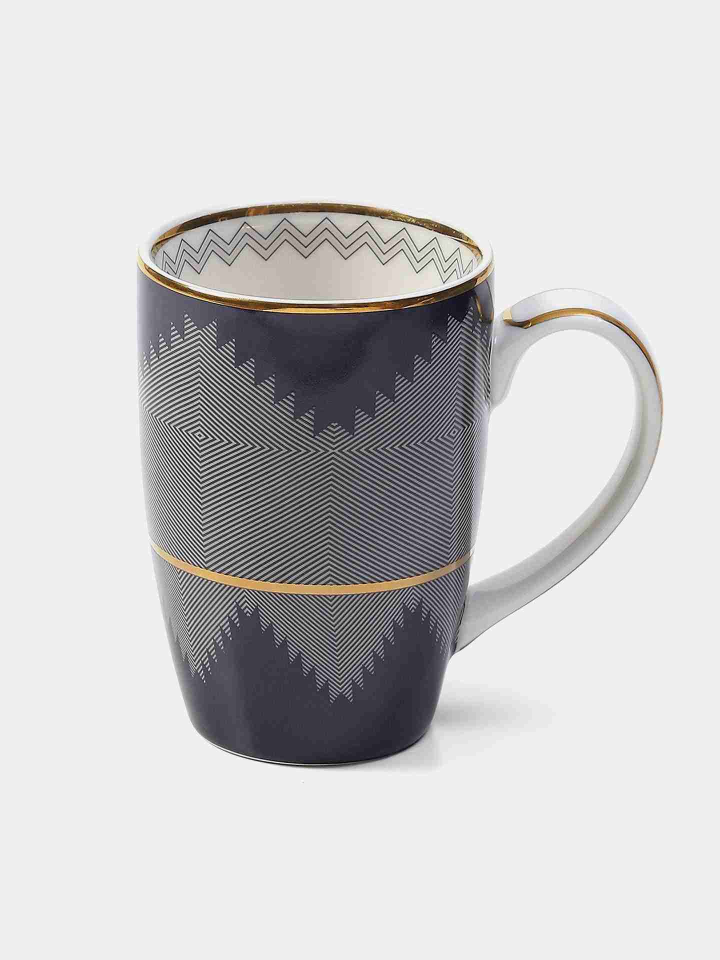 Gray & Blue Ikat Mug (Set Of 2)
