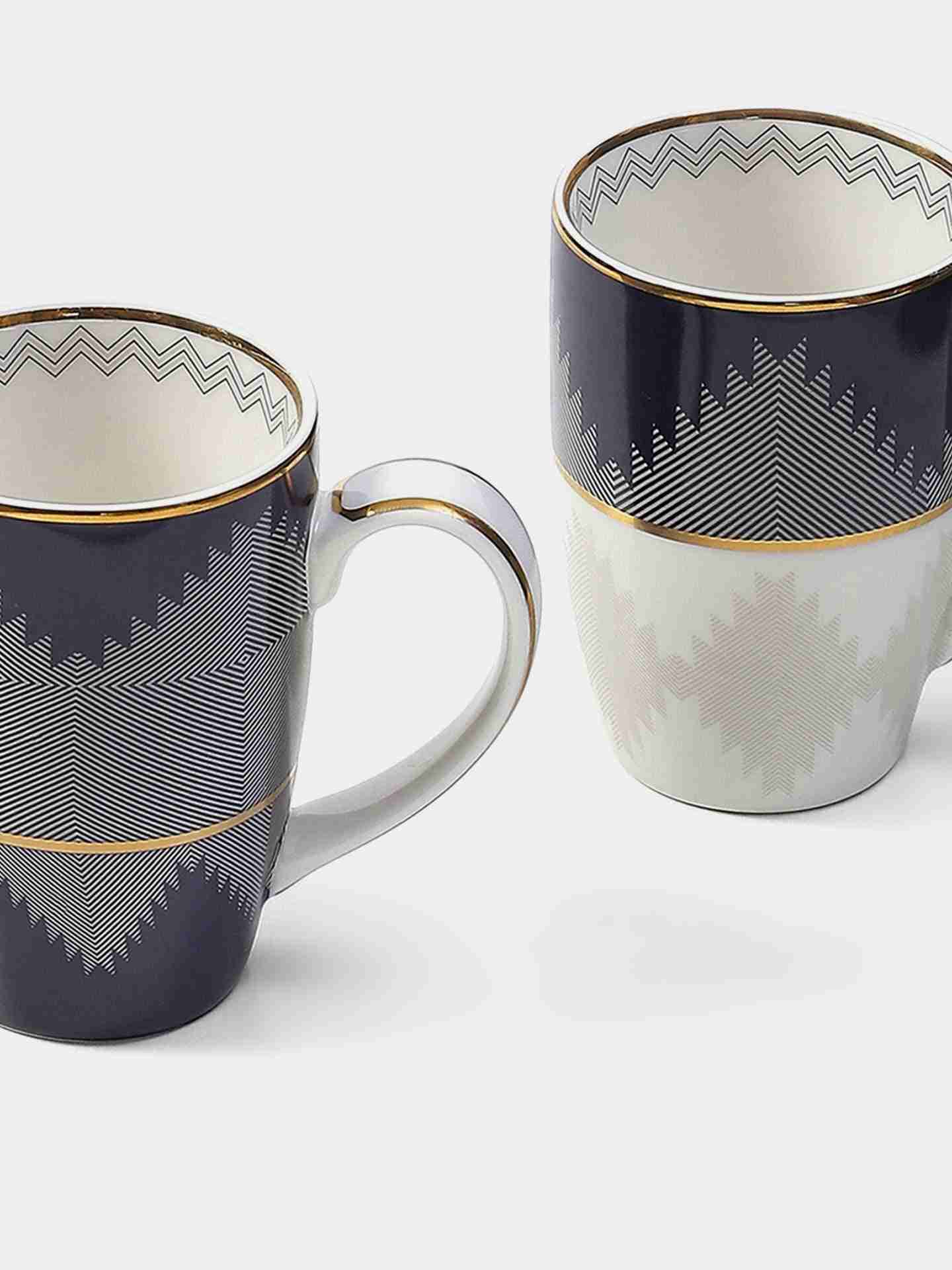 Gray & Blue Ikat Mug (Set Of 2)