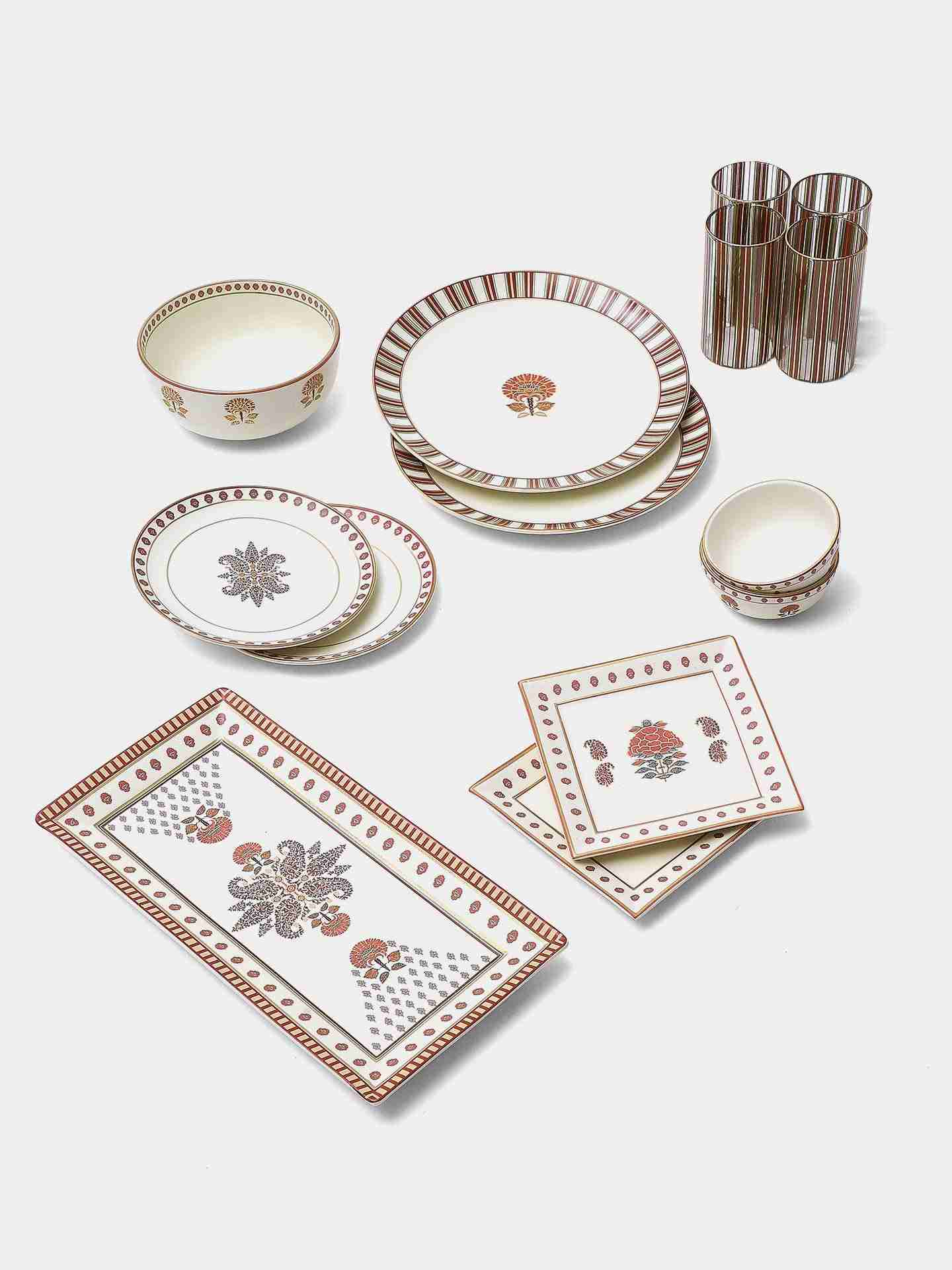 Beige Kashmiri Booti Platter (Set Of 2)