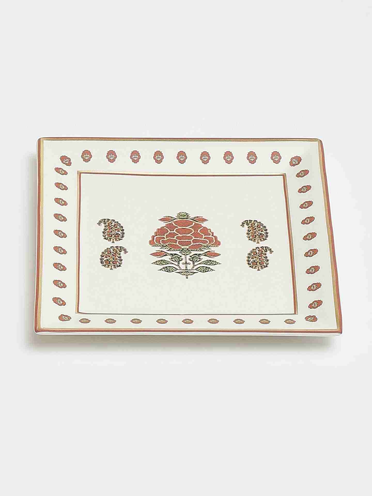 Beige Kashmiri Booti Platter (Set Of 2)