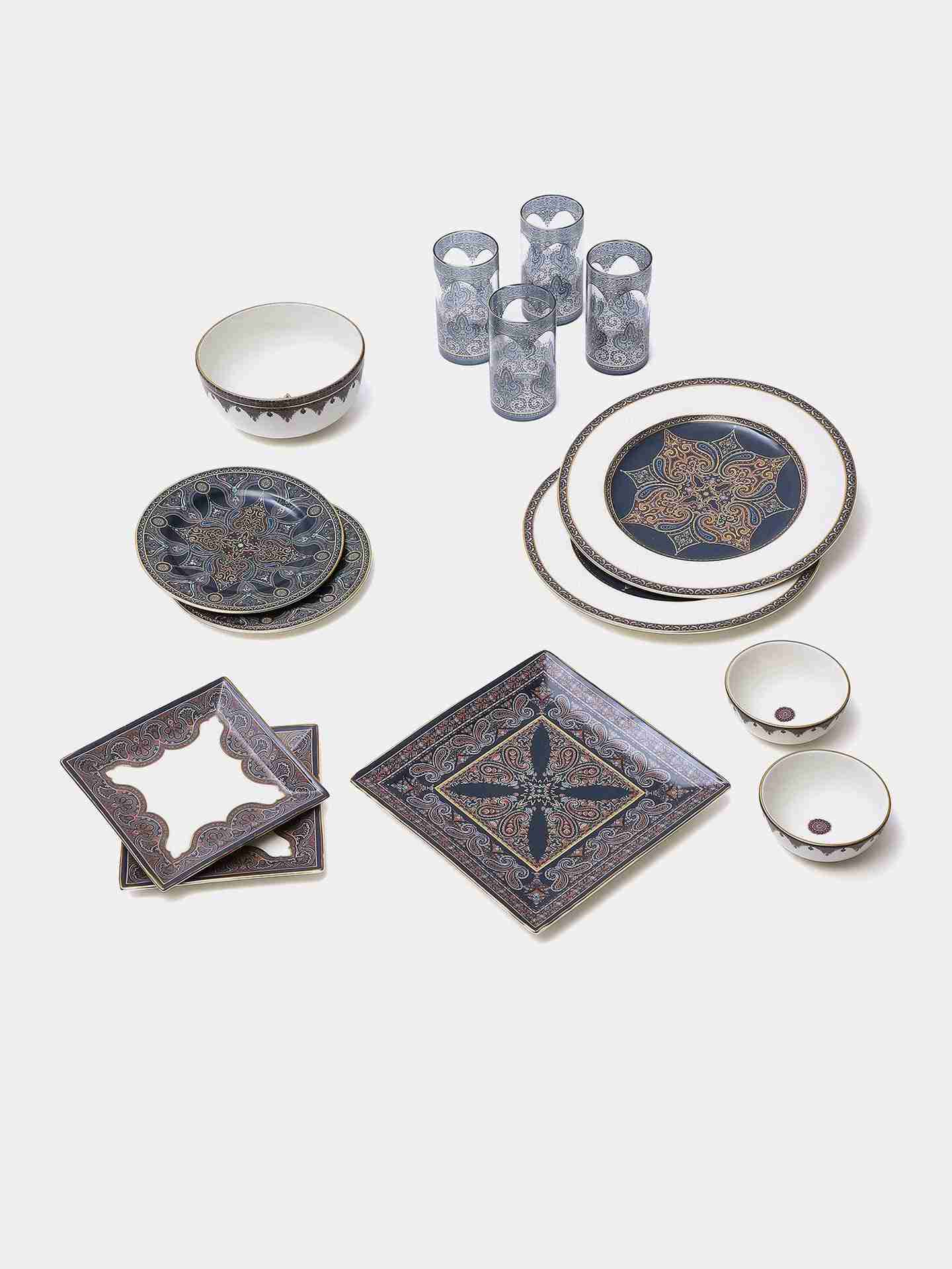 Light Blue Jaamevar Dinner Plate (Set Of 2)