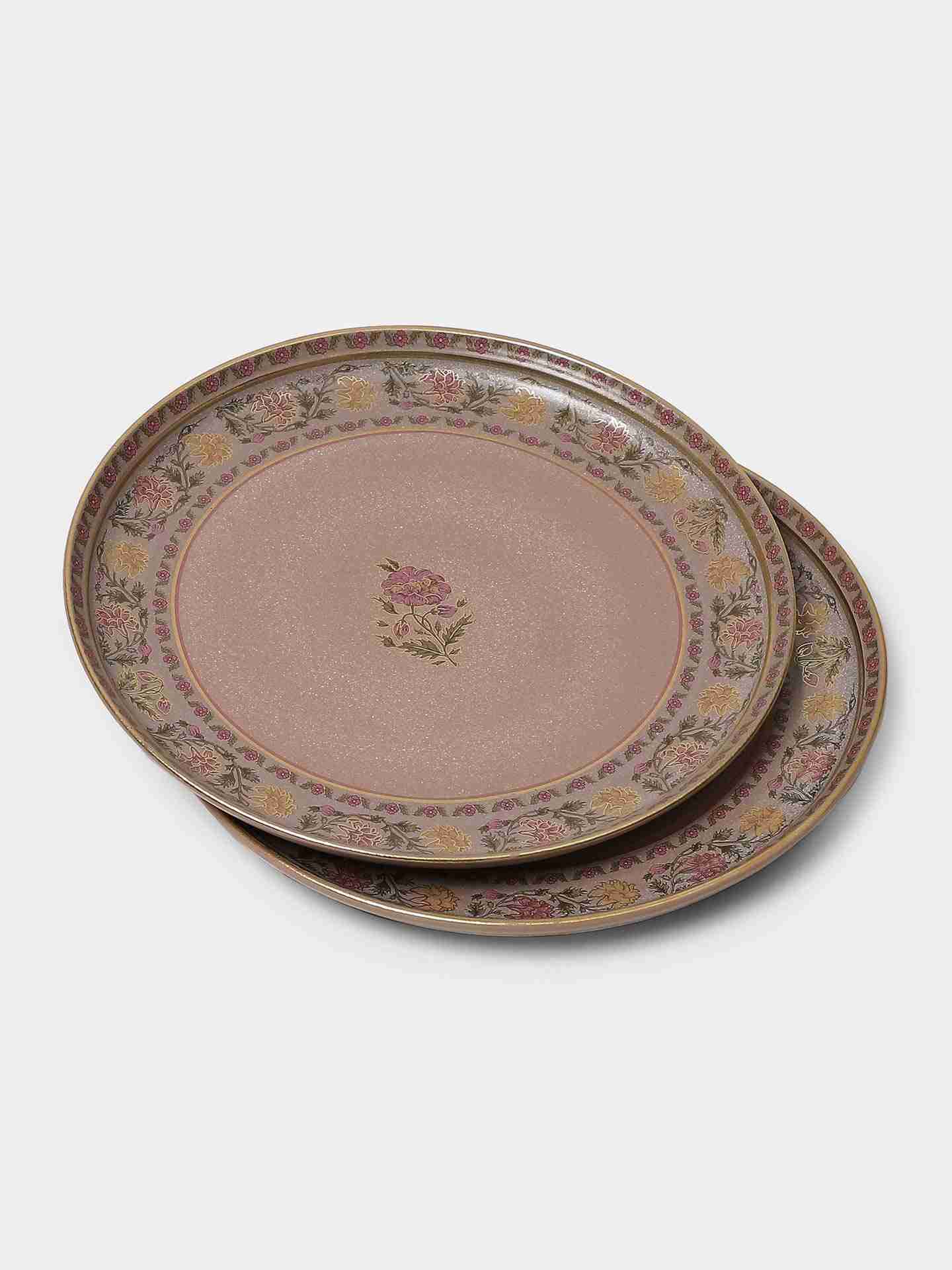 Pink & Beige Koshambi Dinner Plate (Set Of 2)
