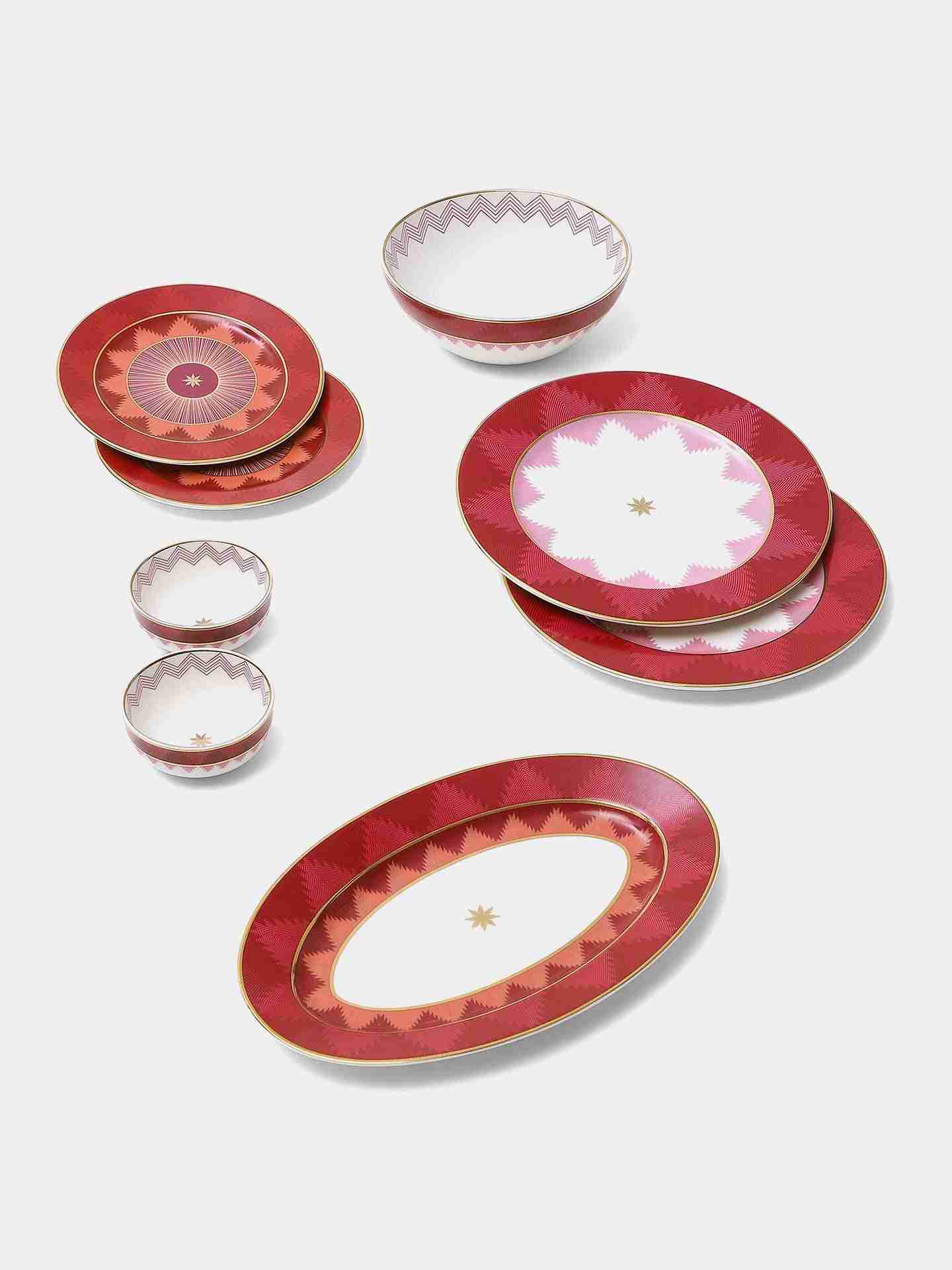 Pink Ikkat Dinner Plate (Set Of 2)