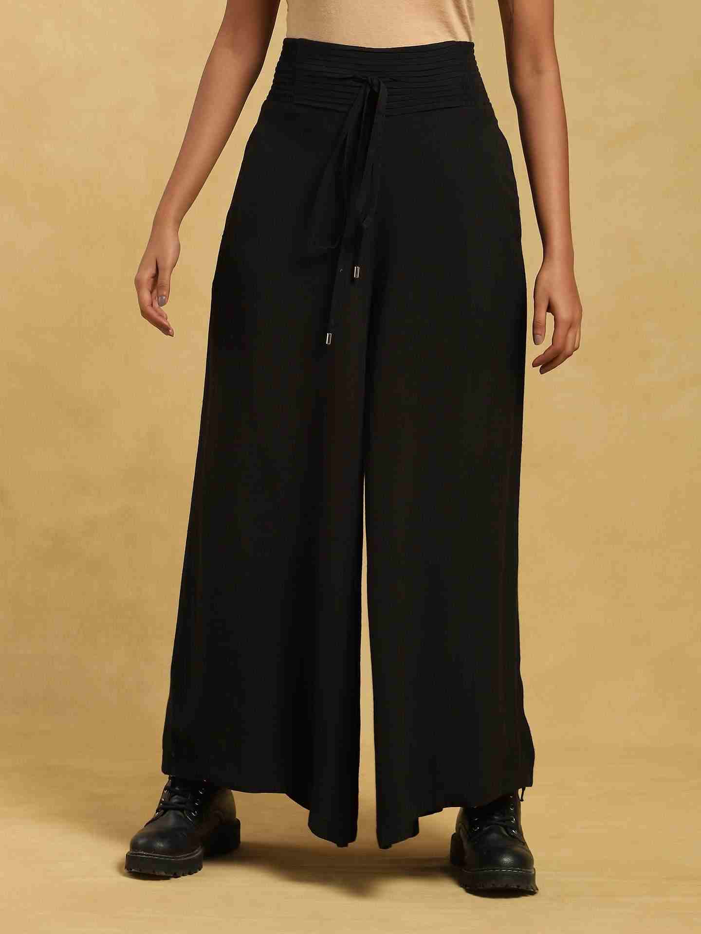 Black Baadal Cotton Wide-Leg Pants