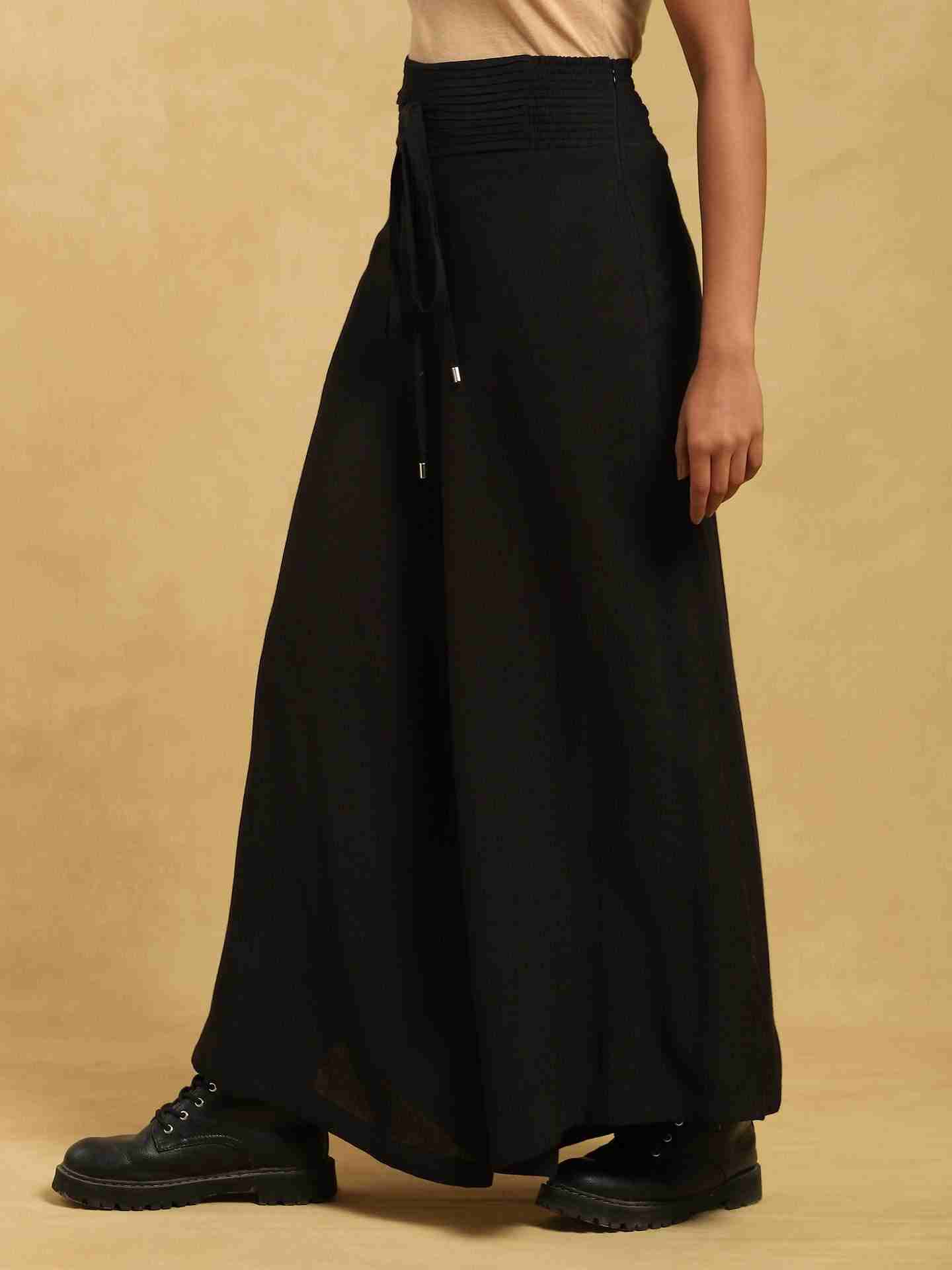 Black Baadal Cotton Wide-Leg Pants