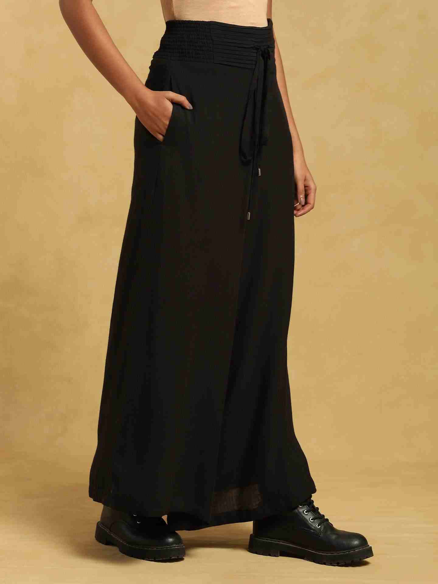Black Baadal Cotton Wide-Leg Pants