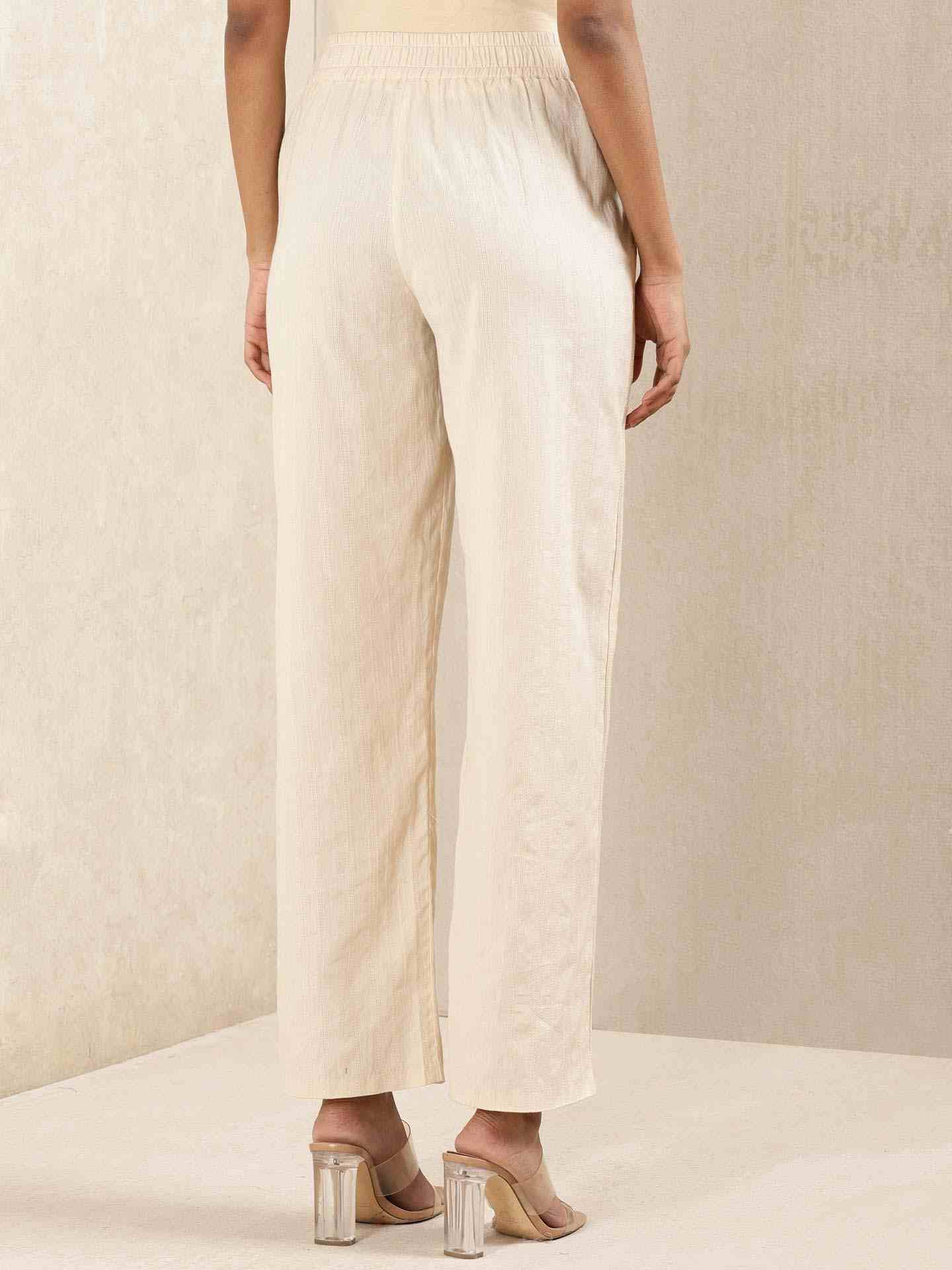 Beige Quint Cotton Wide-Leg Pants