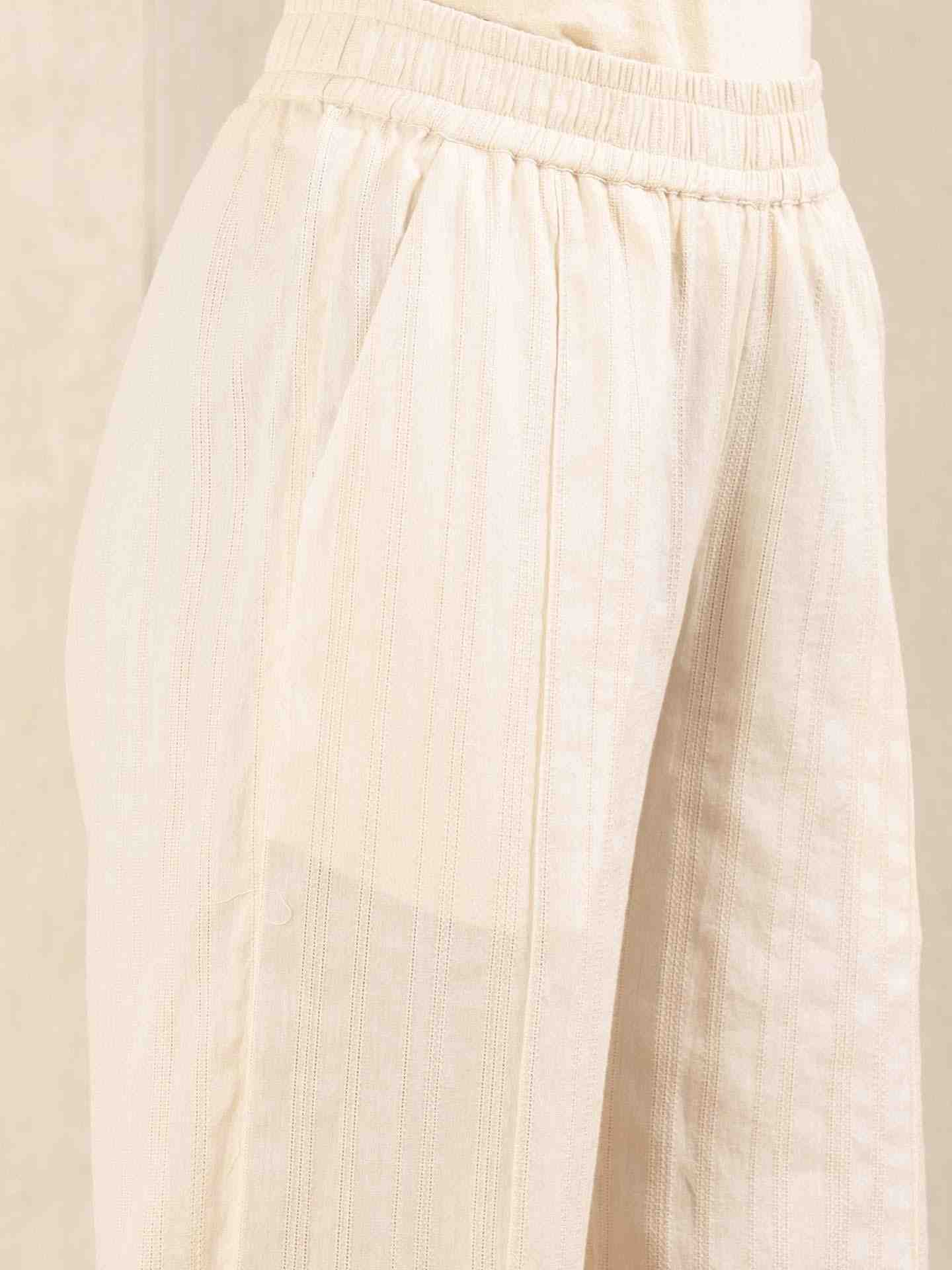 Beige Quint Cotton Wide-Leg Pants