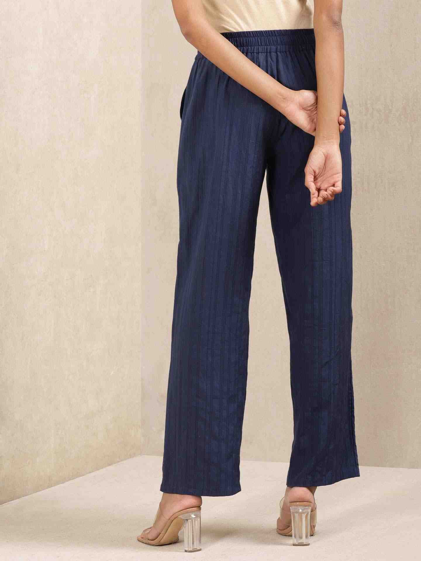 Navy Quint Cotton Wide-Leg Pants
