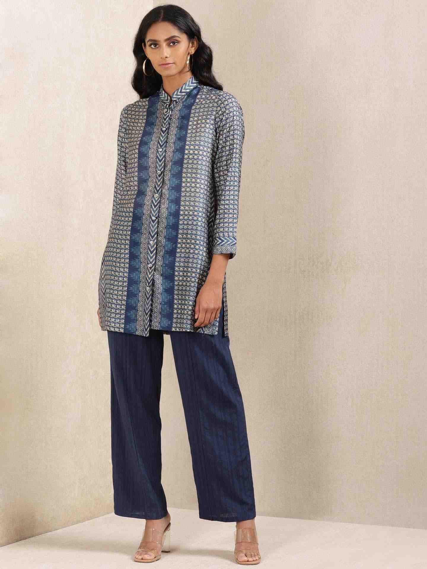 Navy Quint Cotton Wide-Leg Pants