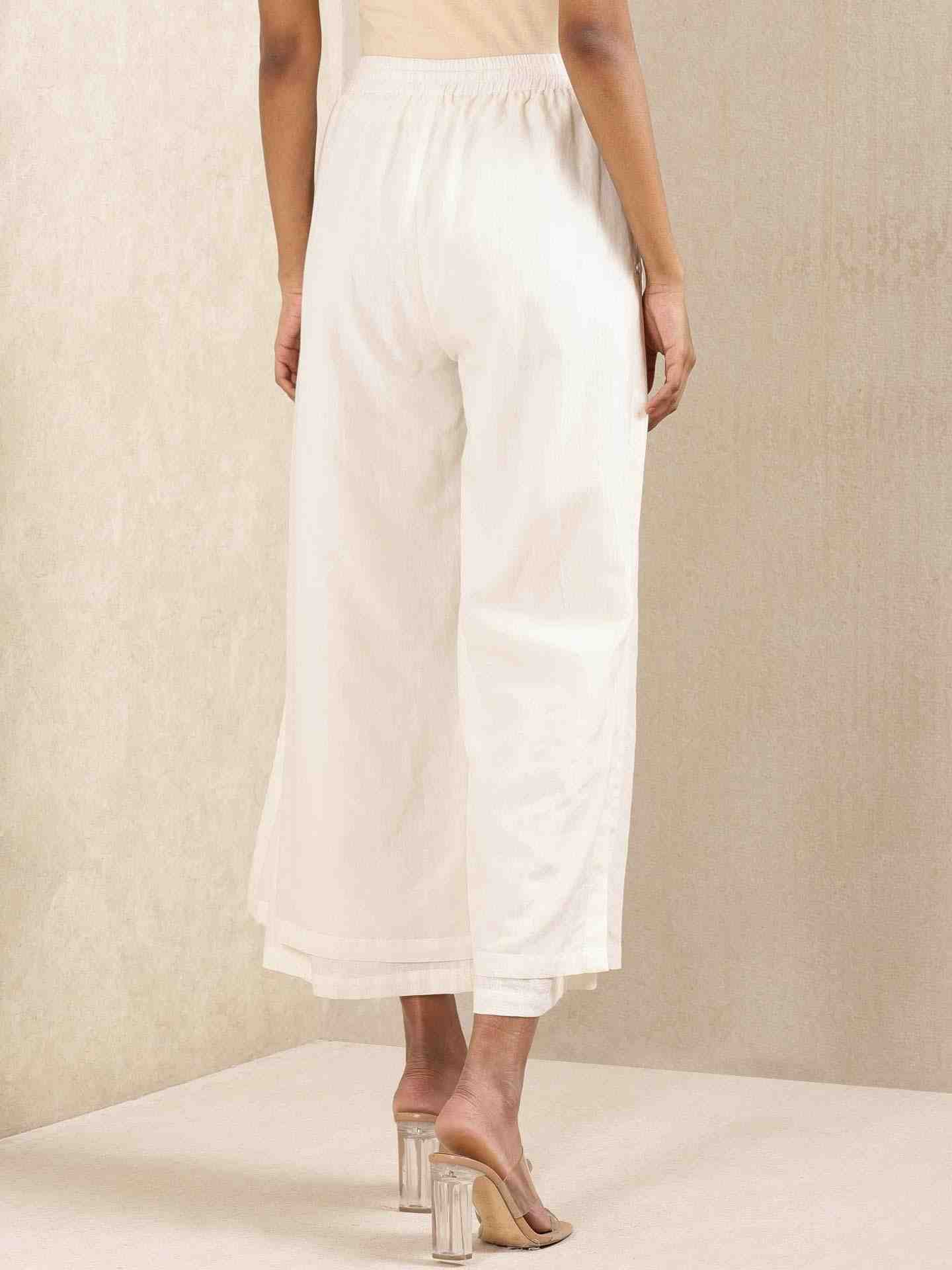Off White Quint Cotton Wide-Leg Pants