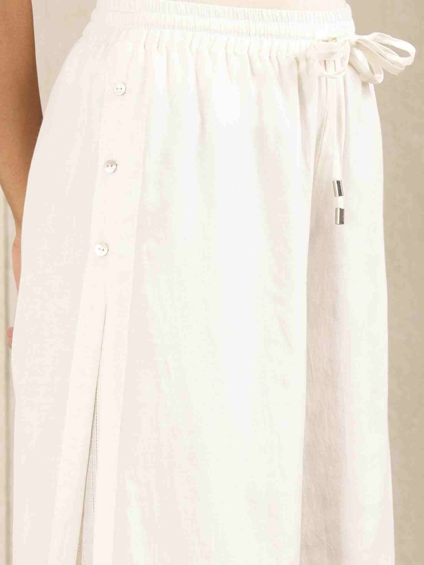 Off White Quint Cotton Wide-Leg Pants