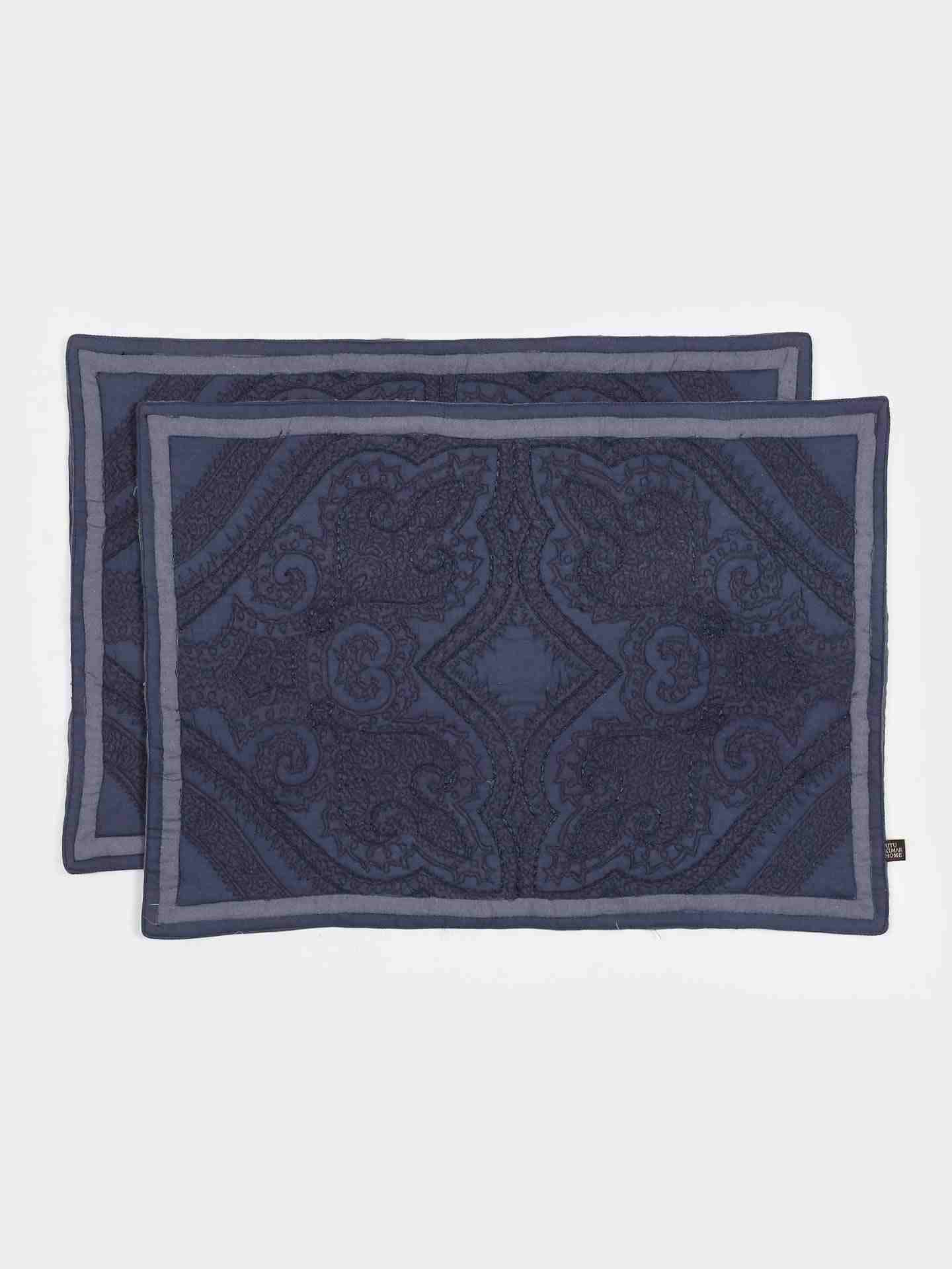 Light Blue Jaamevar Cotton Placemat (Set Of 2)