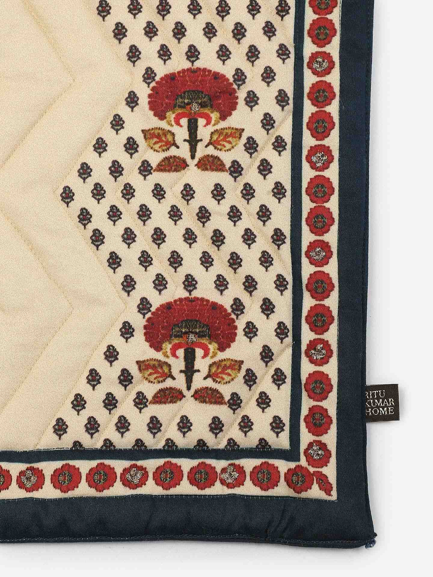 Ivory Kashmiri Booti Cotton Placemat (Set Of 2)