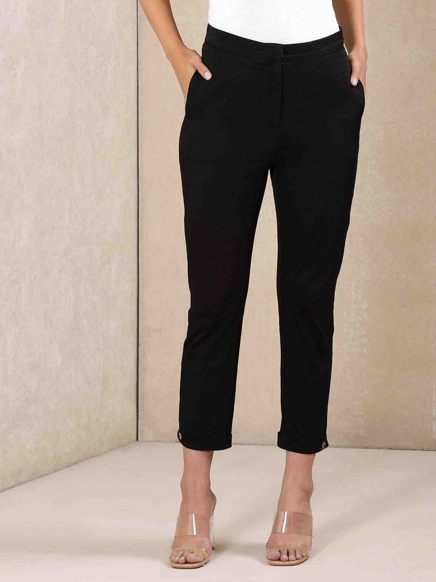 Black Modern Minimalist Cotton Tapered Pants