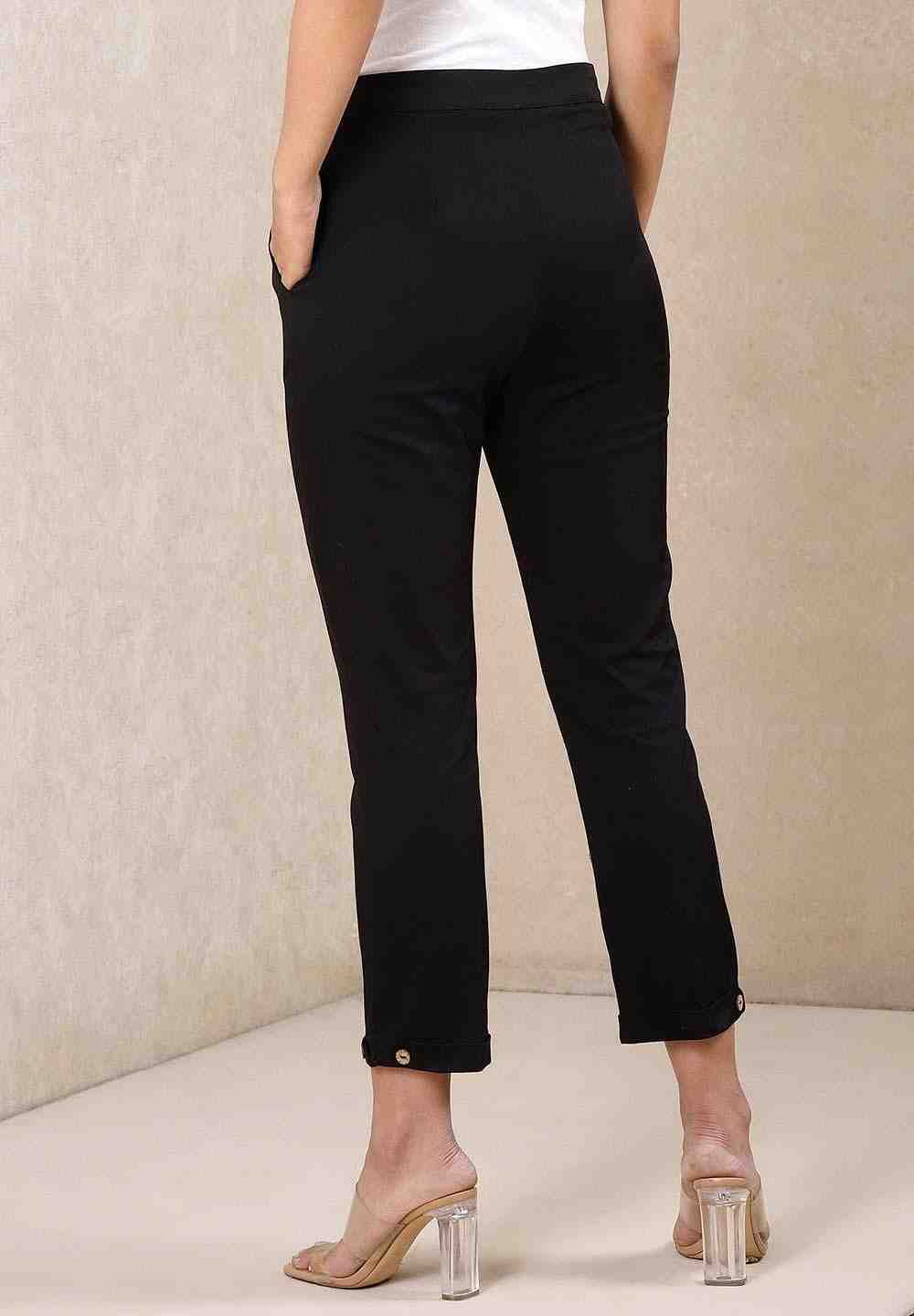 Black Modern Minimalist Cotton Tapered Pants