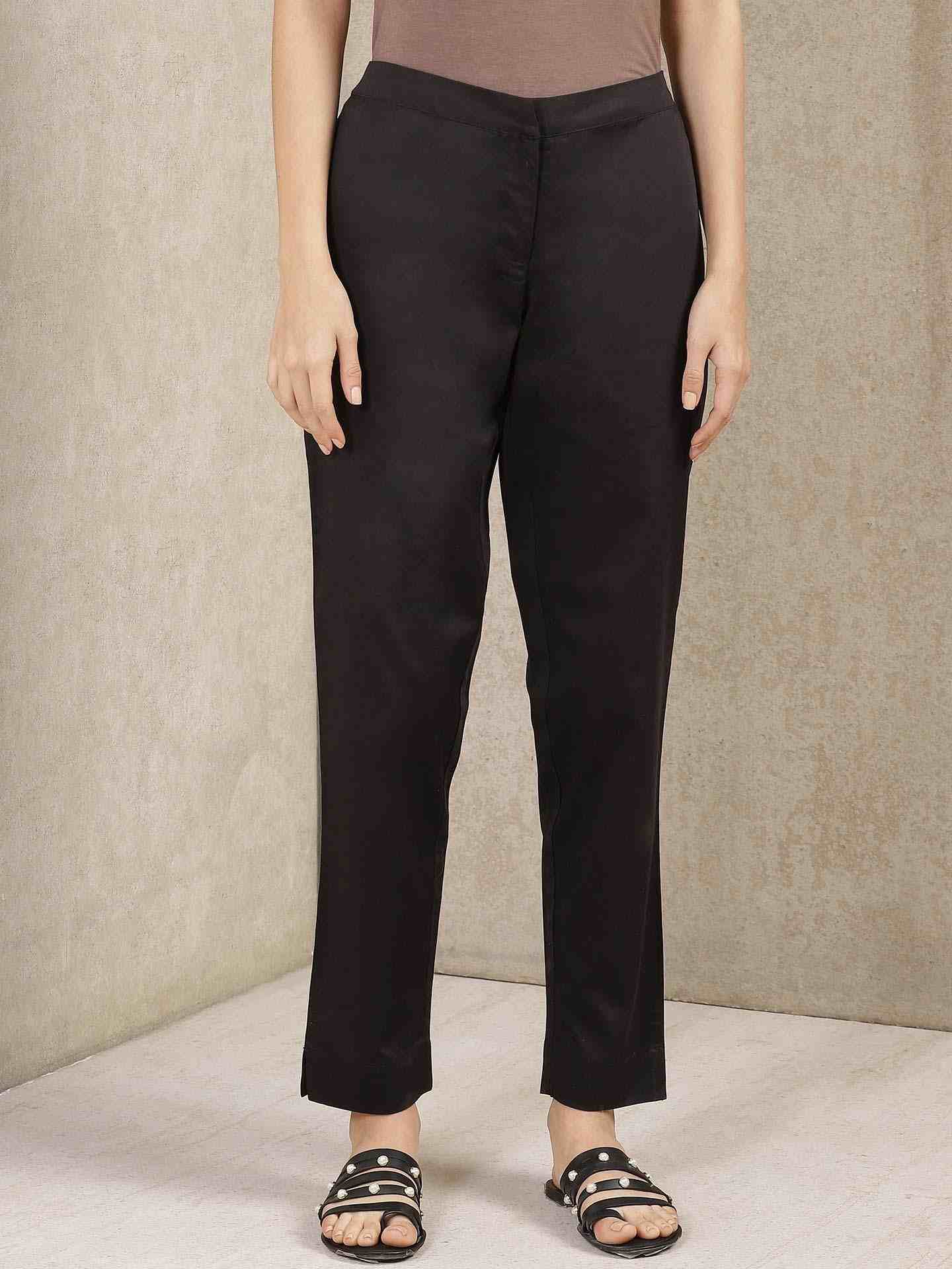 Black Classic Cotton Tapered Pants