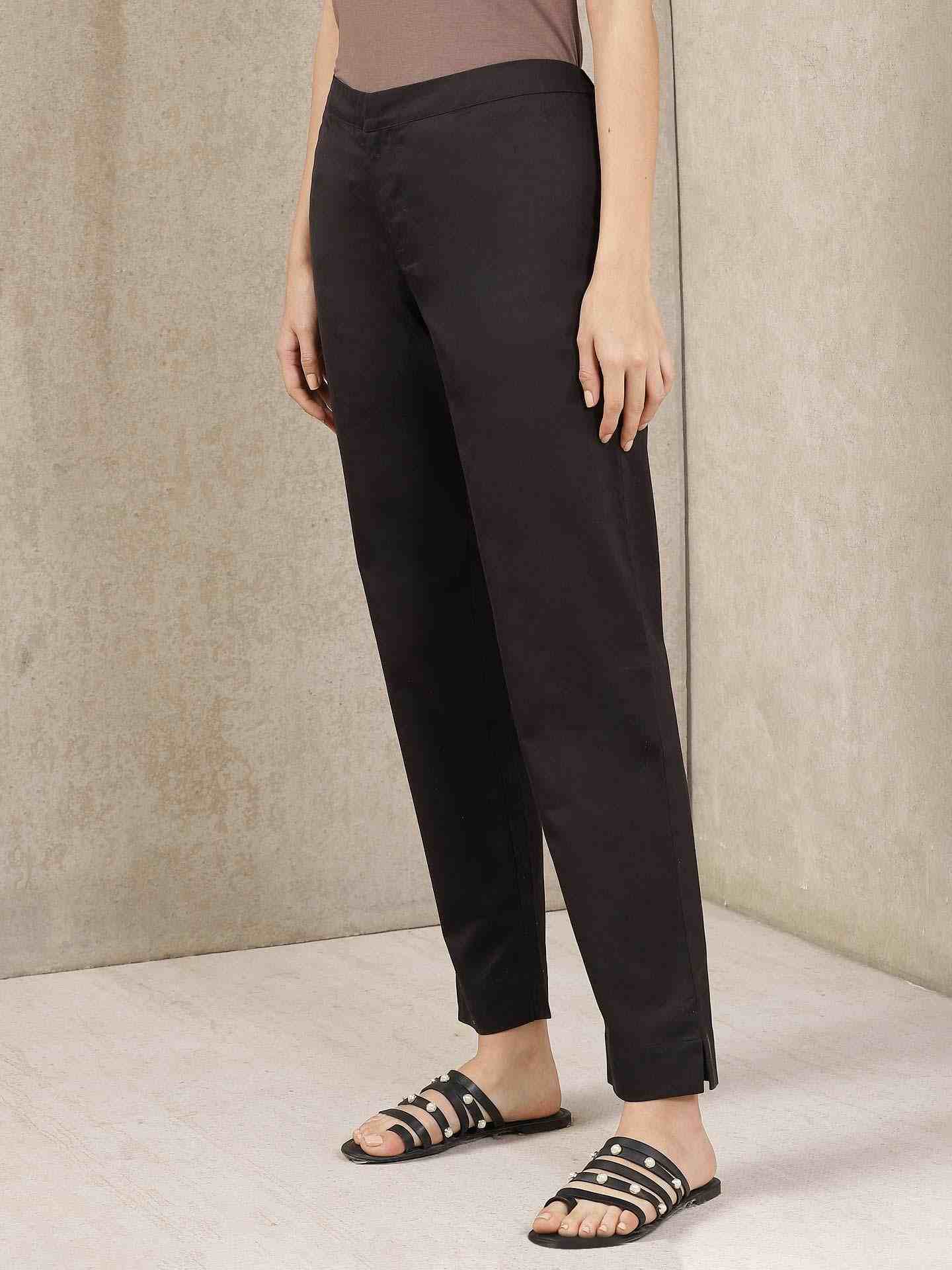 Black Classic Cotton Tapered Pants