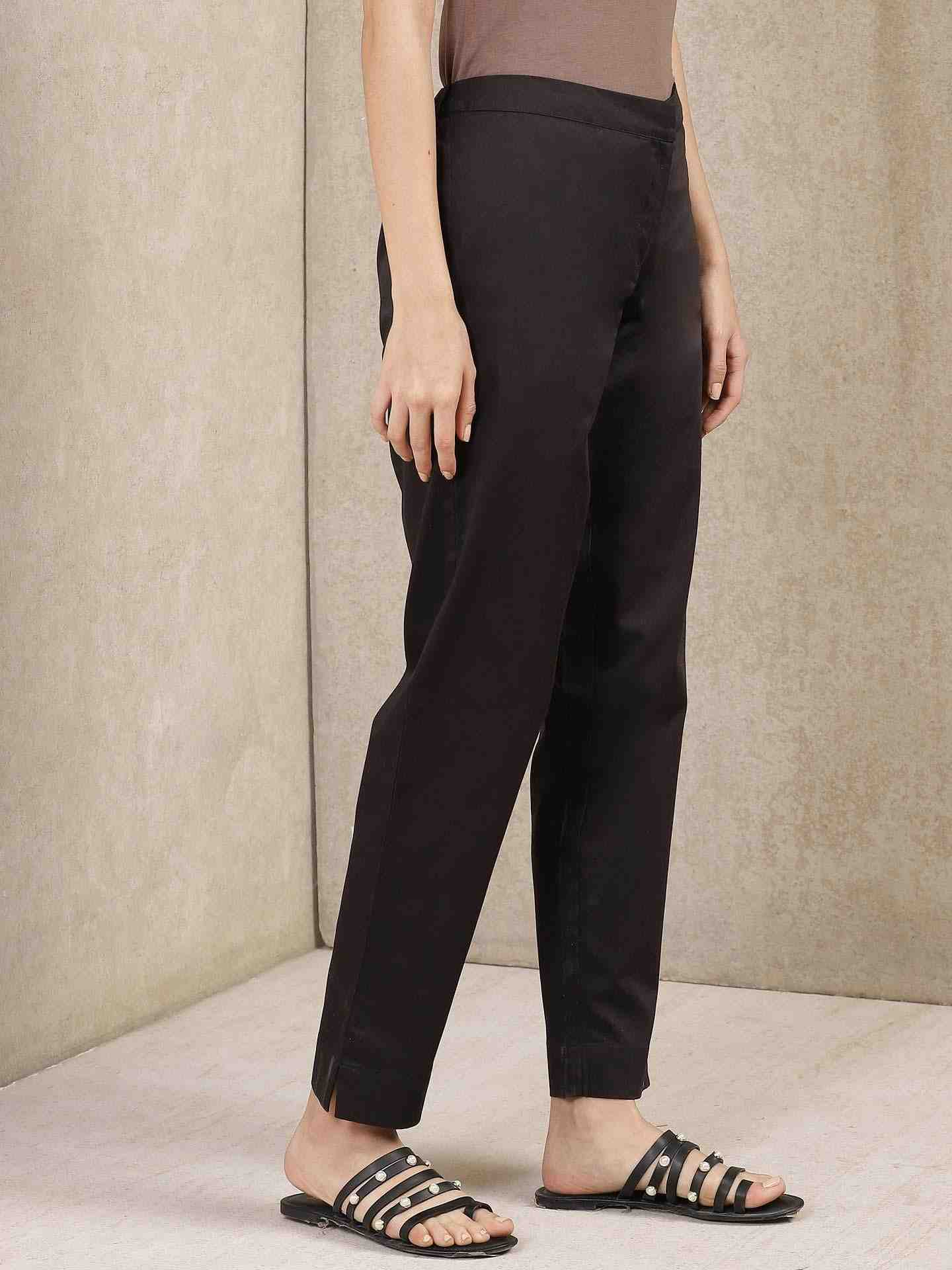 Black Classic Cotton Tapered Pants